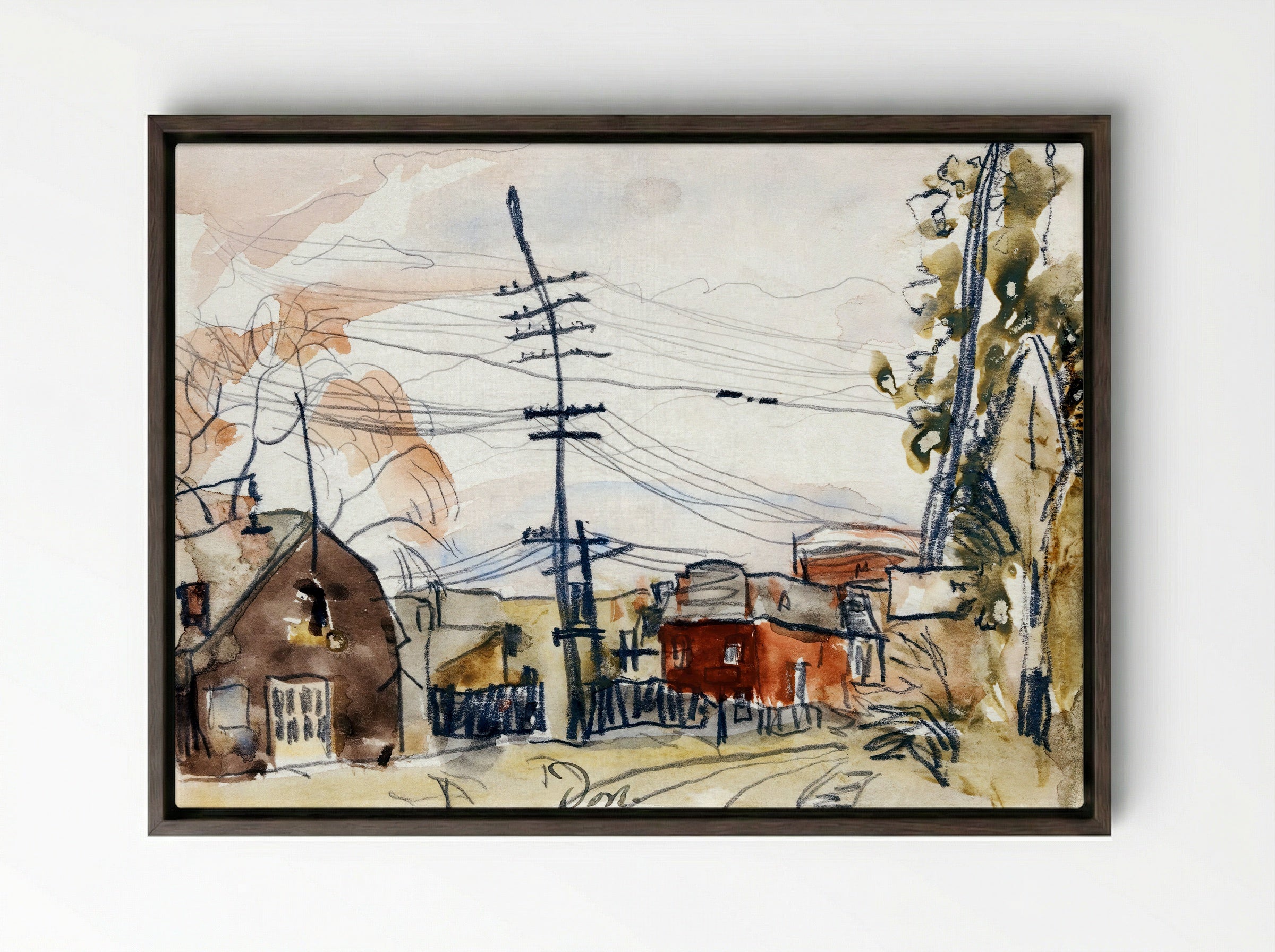 Fall Brook Railroad - Arthur Dove - Framed Canvas Dark Wood