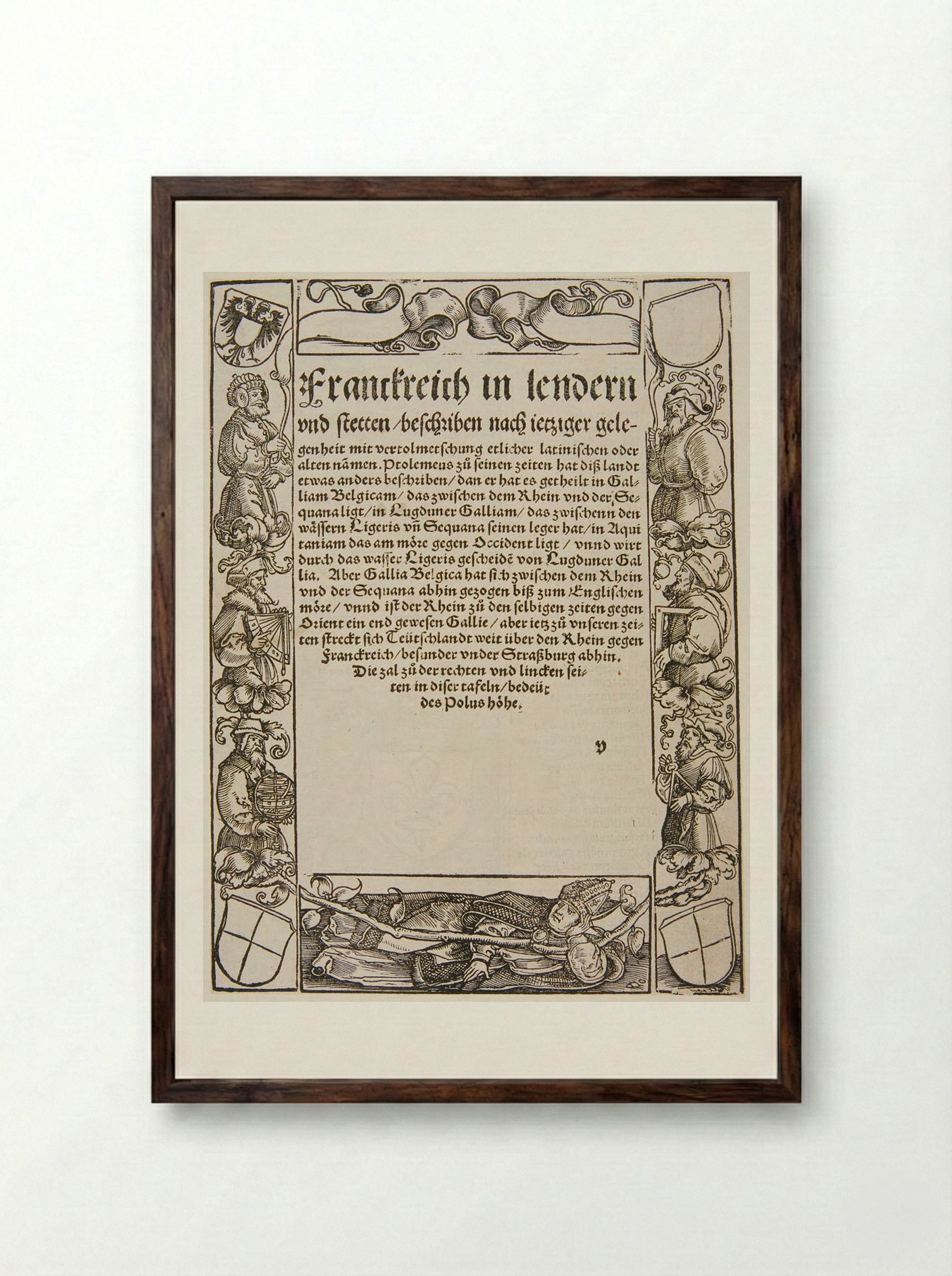 A Recumbent Bishop and Six Mathematicians - Hans Holbein the Younger - Framed Print Dark Wood