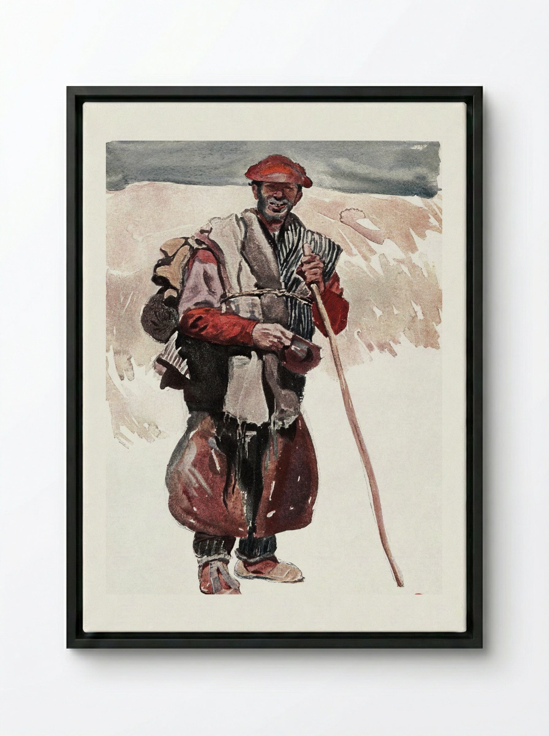 A Spanish Tramp - Edward Penfield - Framed Canvas Black