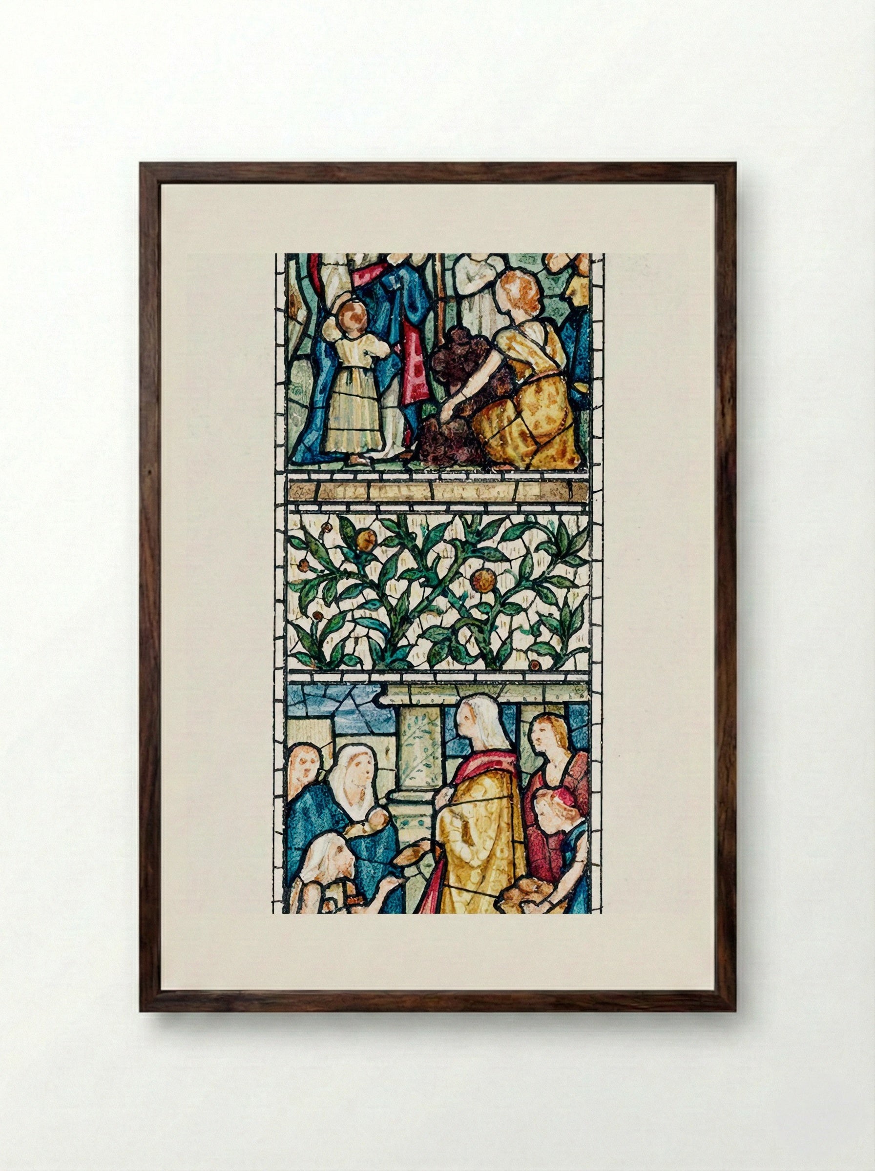 Design for Stained Glass, Southeast Window, Nave, Paisley Abbey, Scotland - Edward Burne-Jones - Framed Print Dark Wood