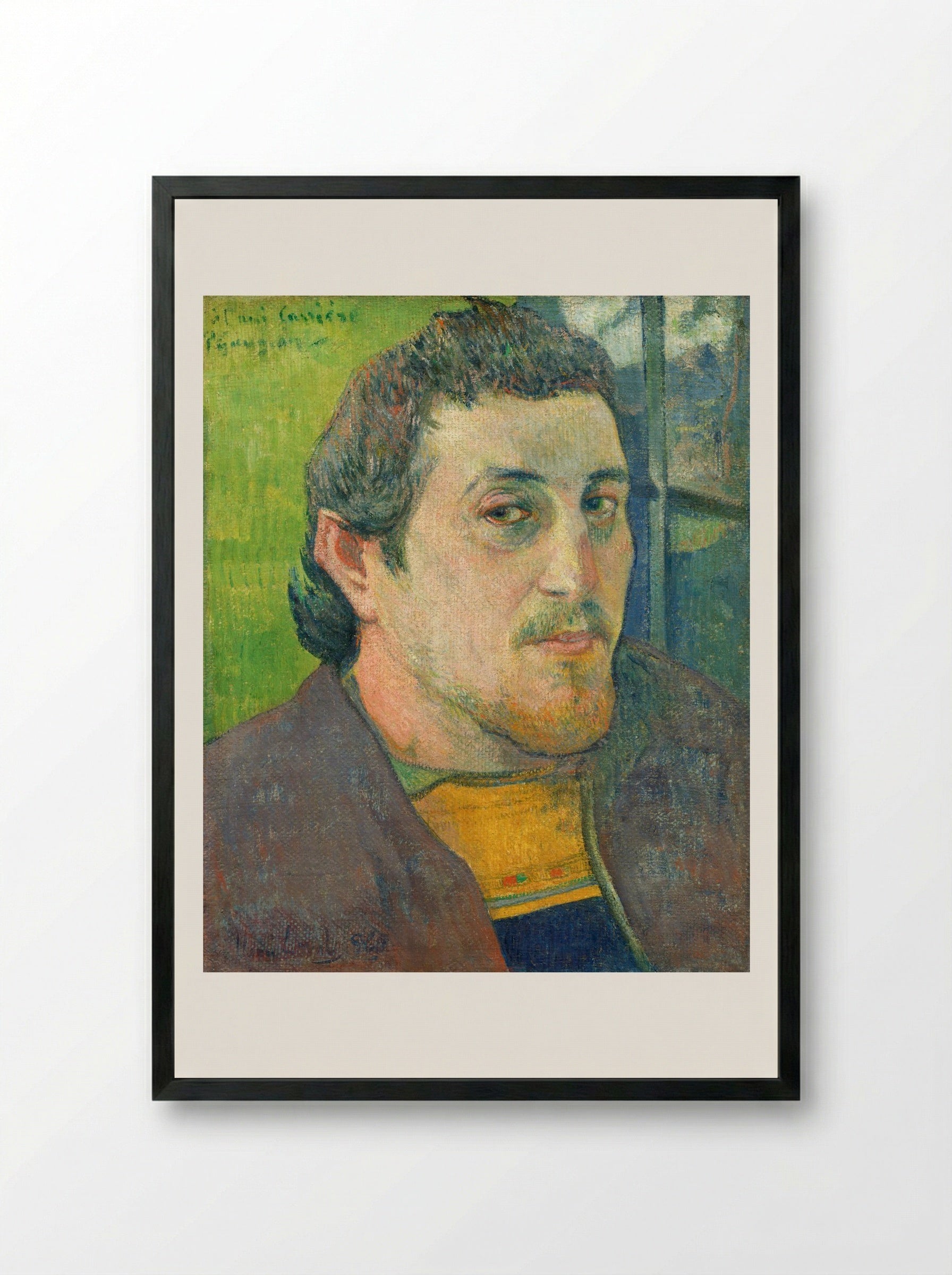 Self-Portrait Dedicated to Carrière - Paul Gauguin - Framed Print Black