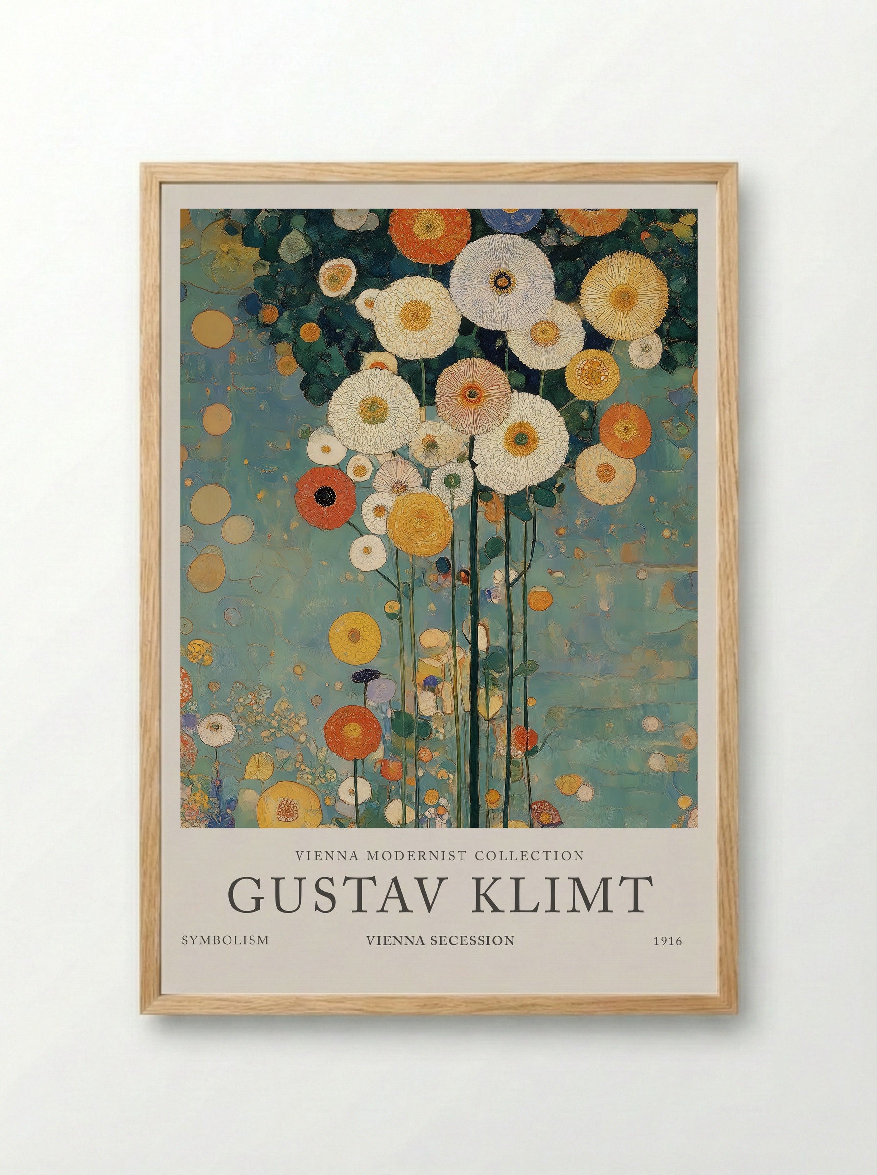 Florals in Blue - Gustav Klimt - Framed Print Wood