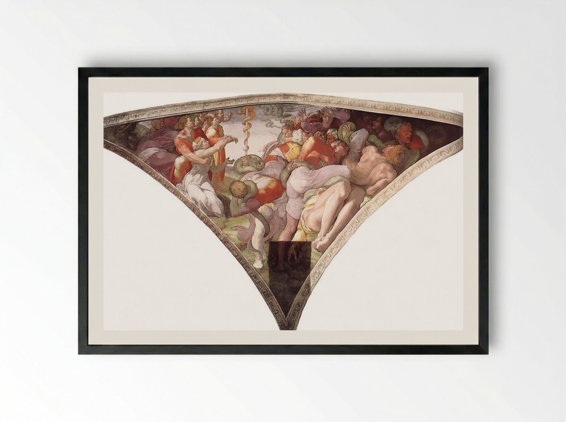 Sistine Chapel Ceiling: The Brazen Serpent - Michelangelo - Framed Print Black