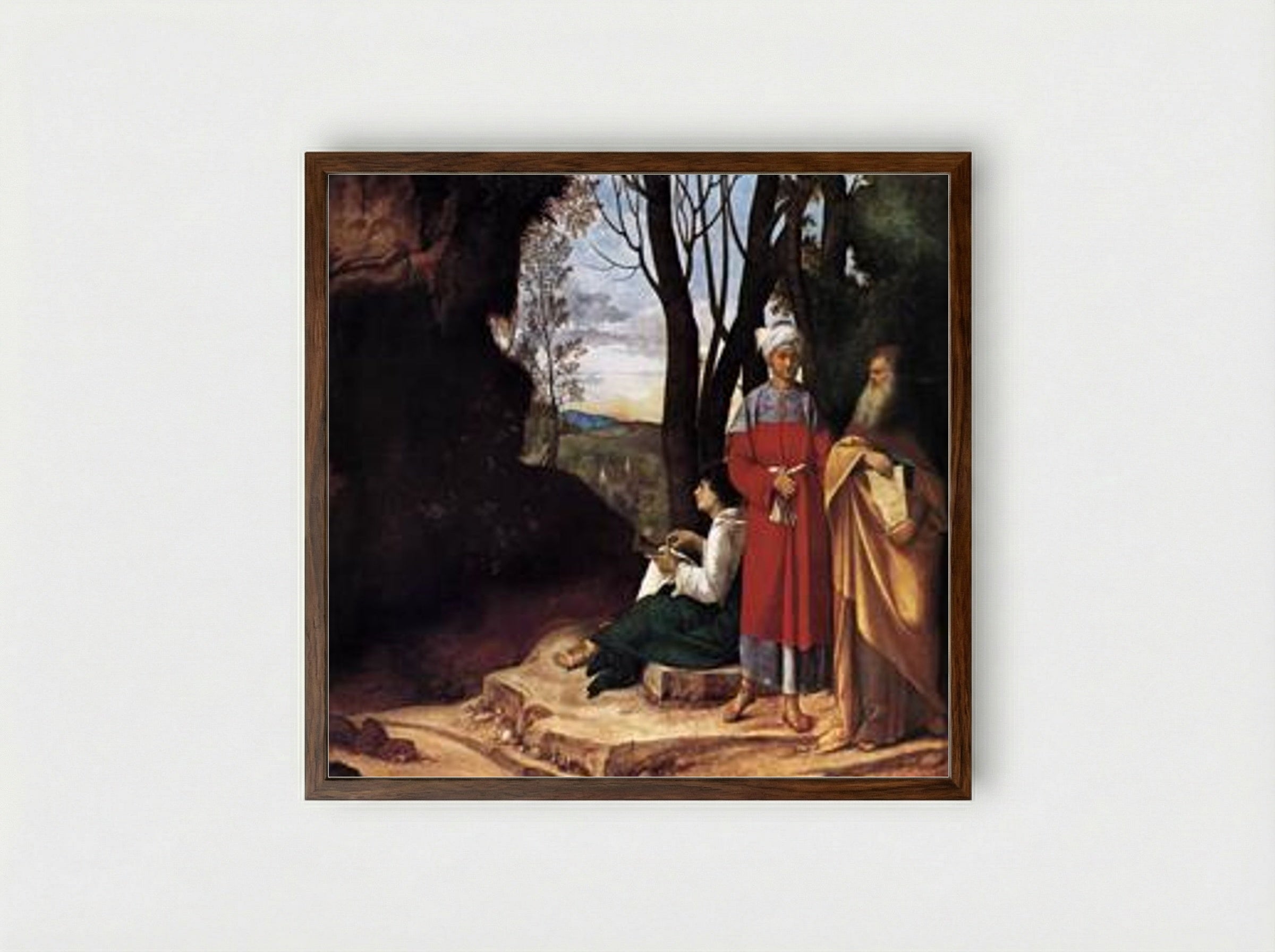 The Three Philosophers - Giorgione - Framed Print Dark Wood