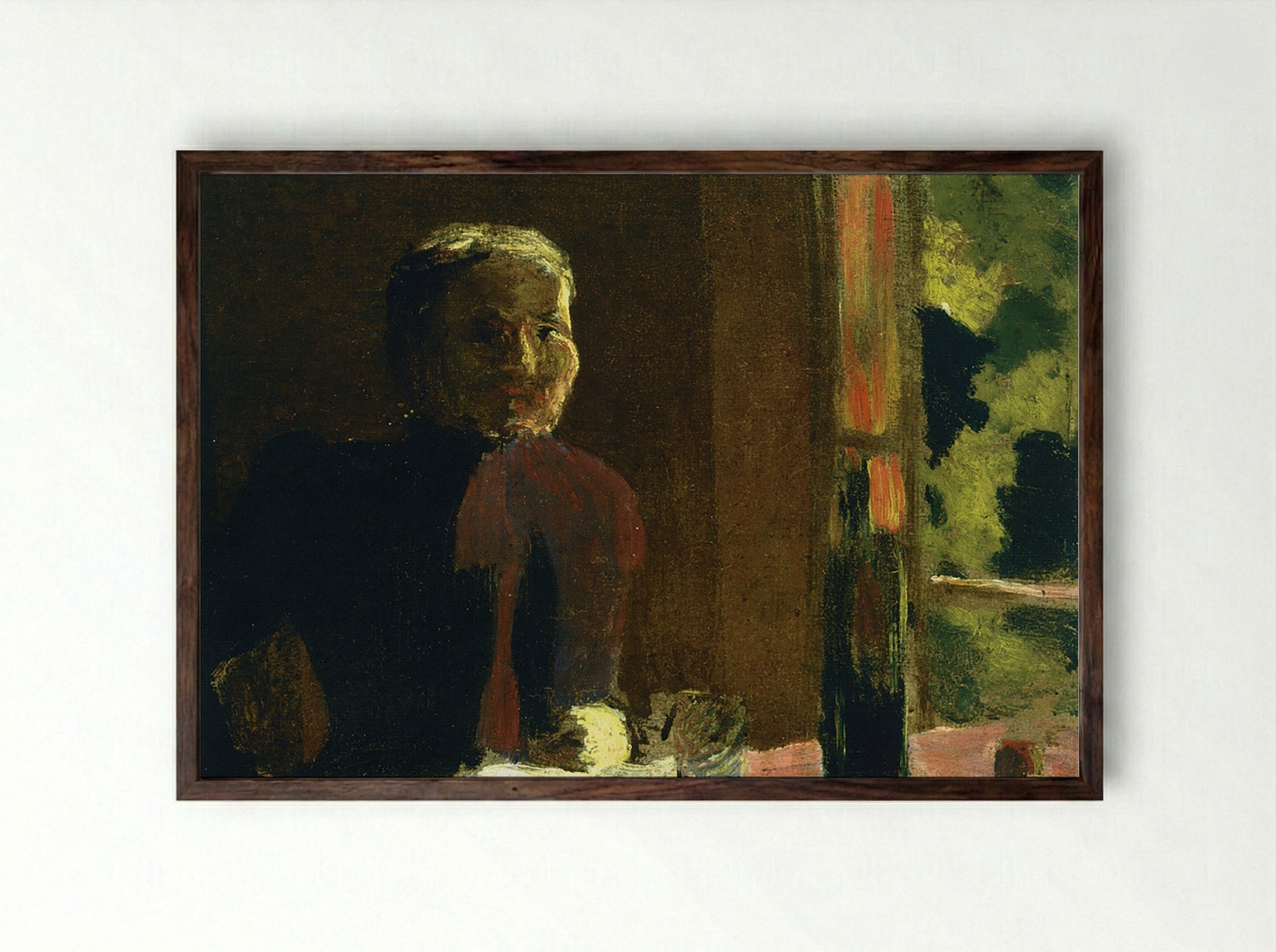 Madame Vuillard at Table - Édouard Vuillard - Framed Print Dark Wood