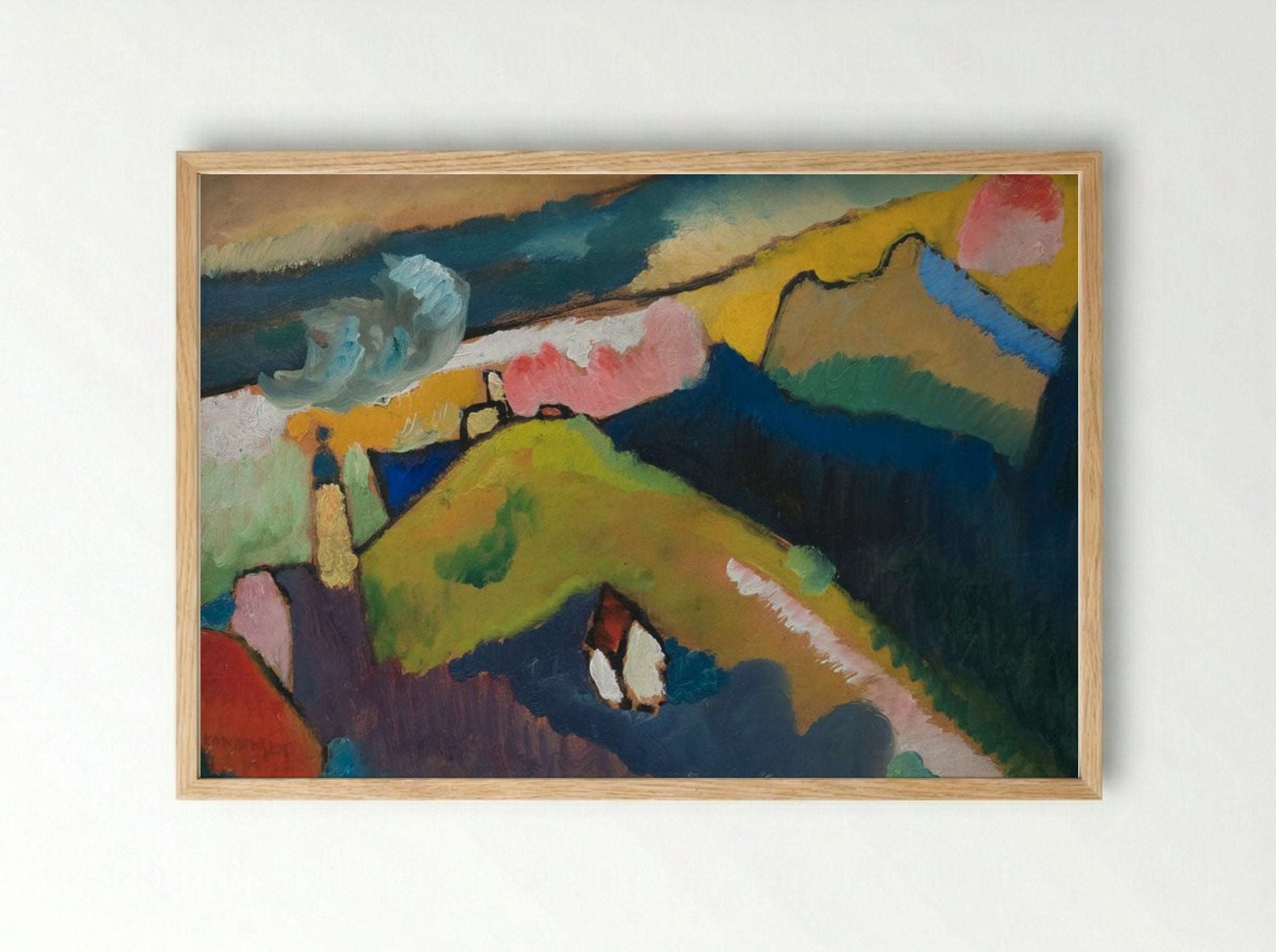 Murnau Mountain Landscape with Church - Wassily Kandinsky - Framed Print Wood