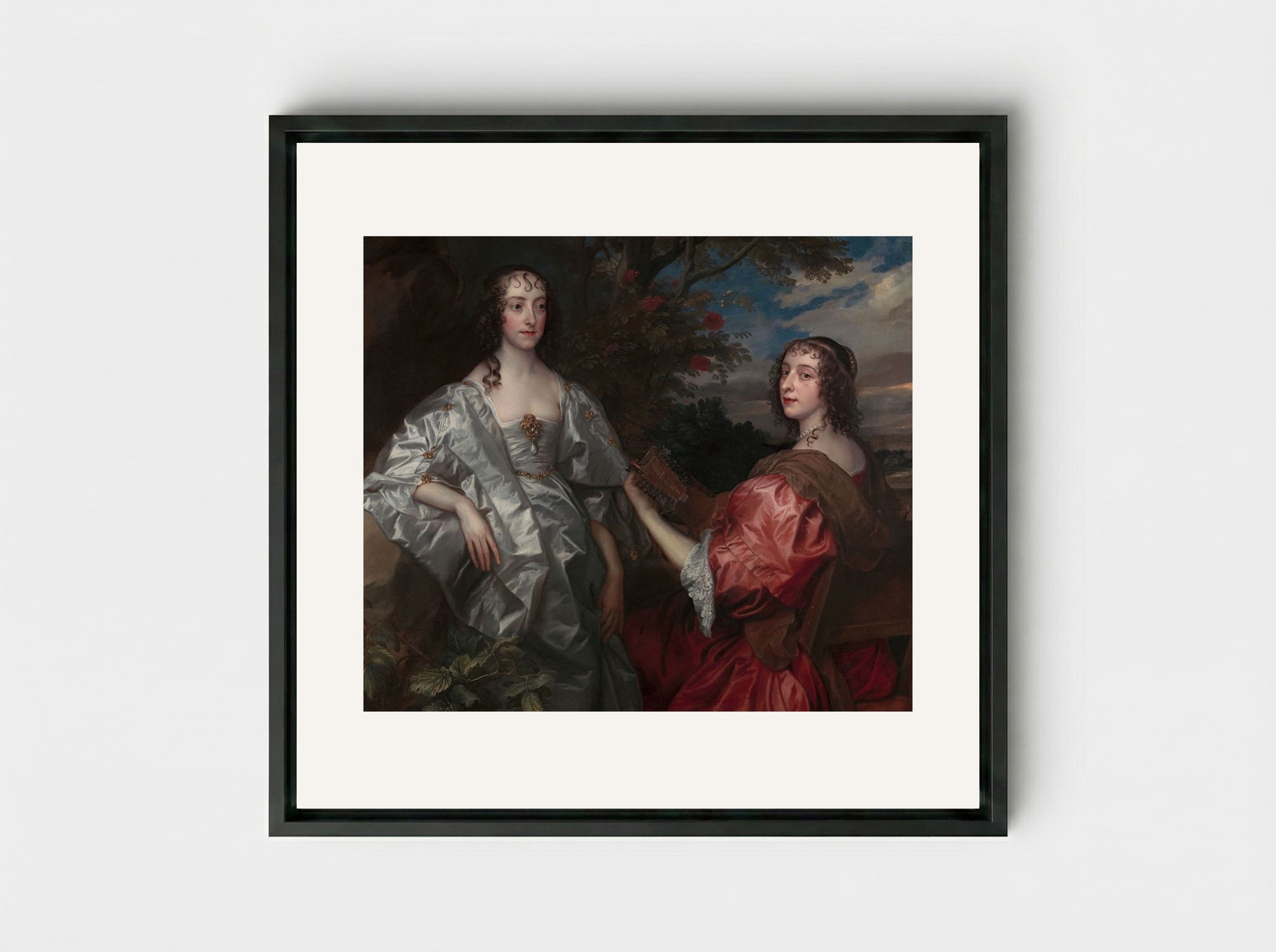 Katherine, Countess of Chesterfield, and Lucy, Countess of Huntingdon - Sir Anthony van Dyck - Framed Canvas Black