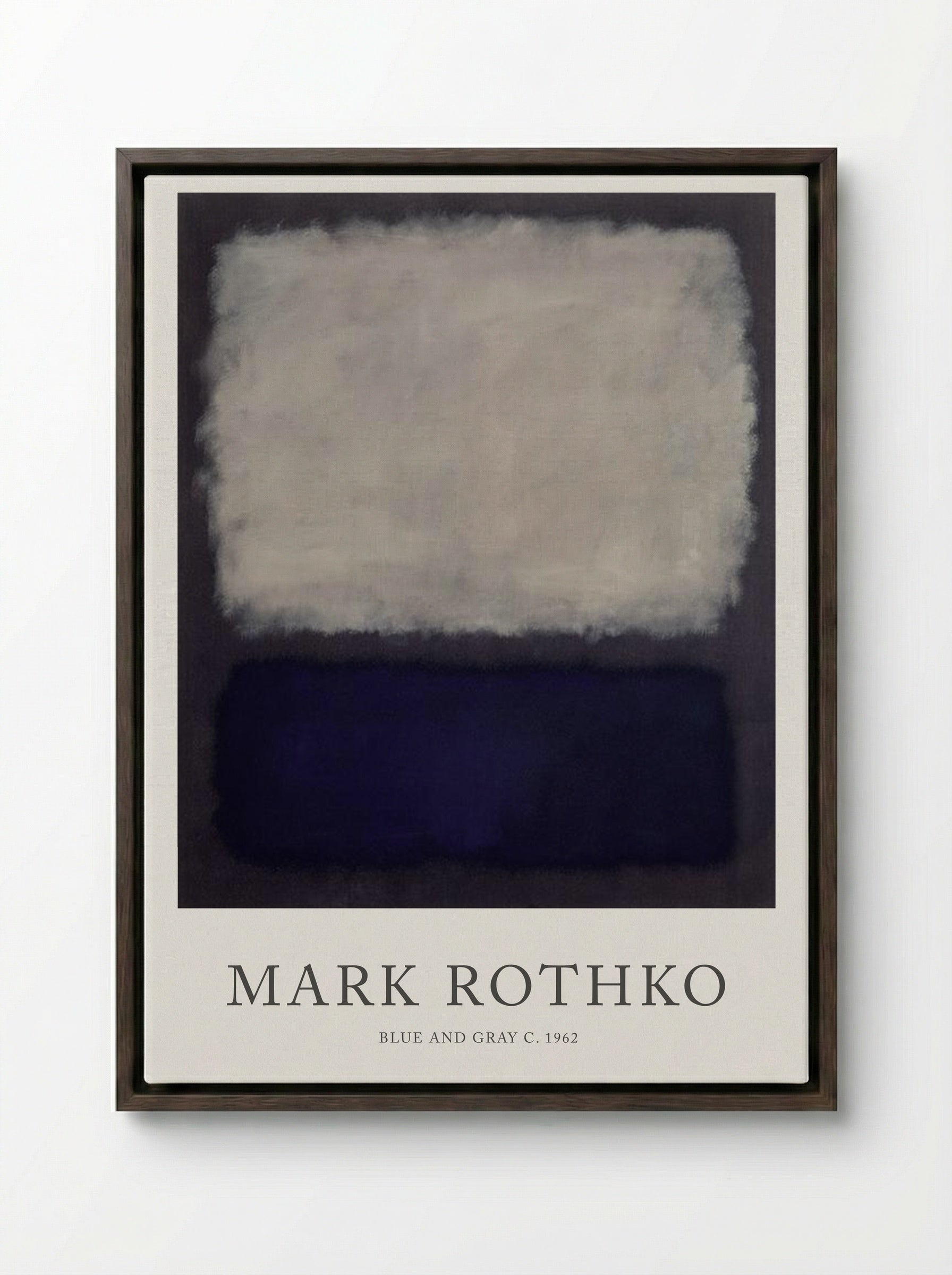 Blue and Gray - Mark Rothko - Framed Canvas Dark Wood