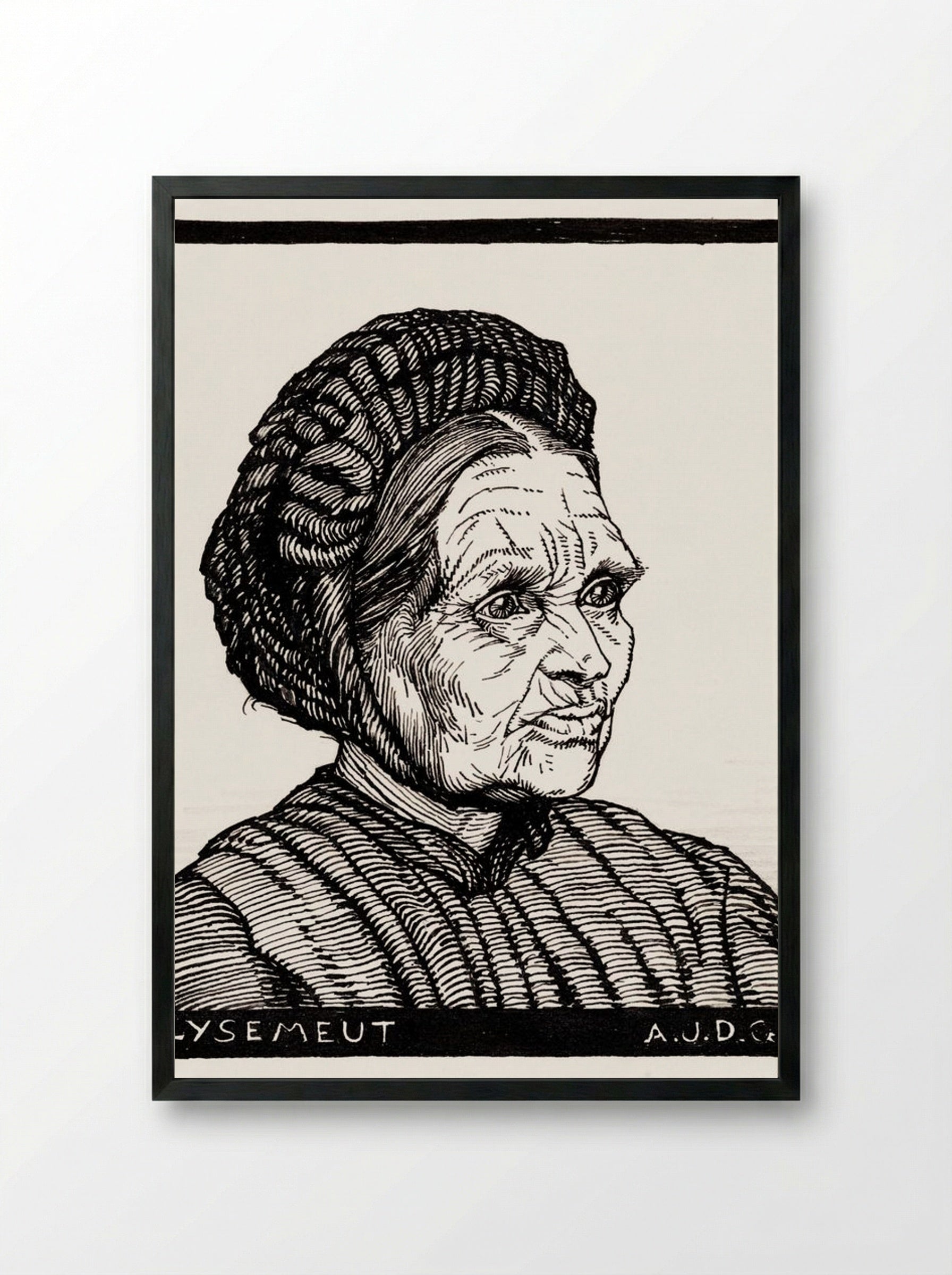Portrait of Lysemeut, Laren Farmer's Wife - Julie de Graag - Framed Print Black