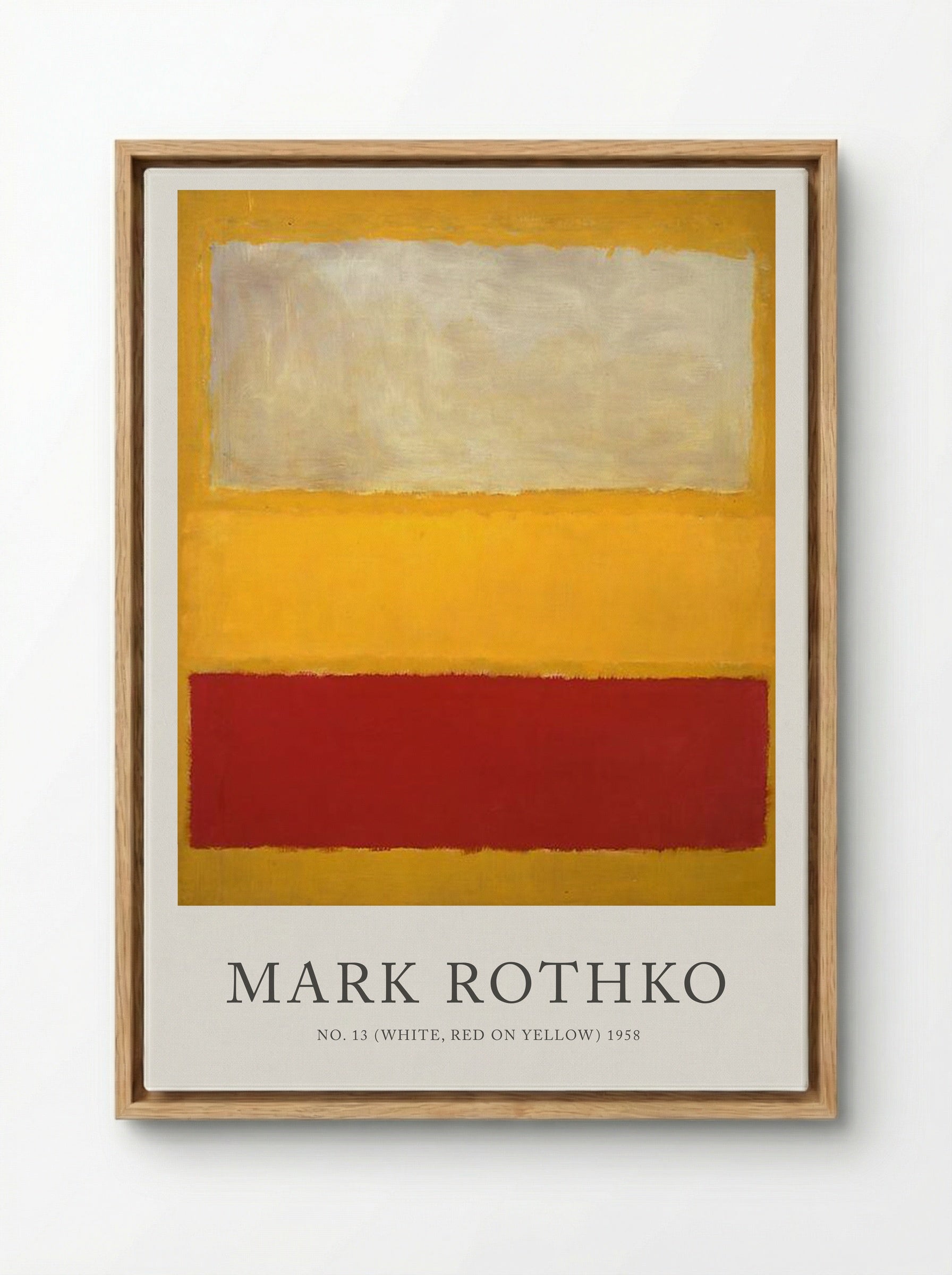 No. 13 (White, Red on Yellow) - Mark Rothko - Framed Canvas Wood