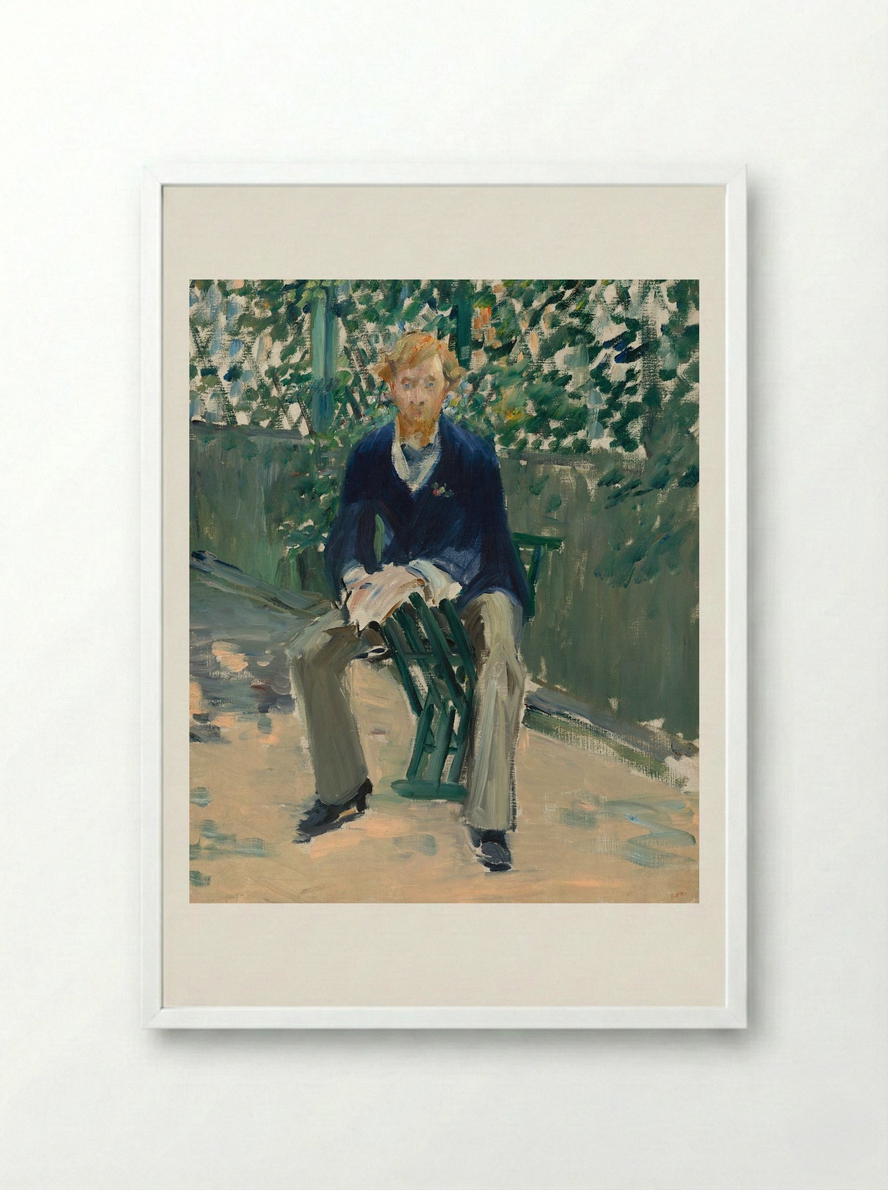George Moore in the Artist's Garden - Édouard Manet - Framed Print White