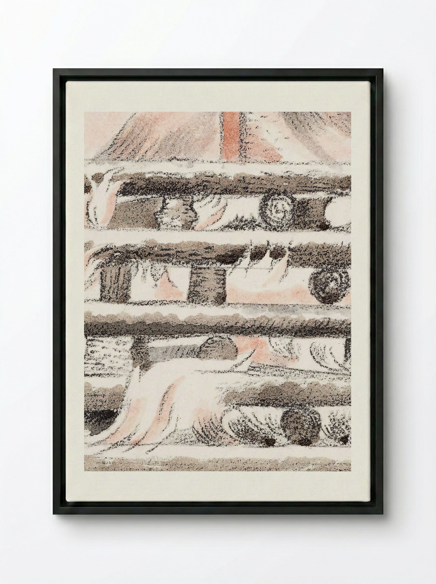 Design for Urne Buriall & Funeral Pyre - Paul Nash - Framed Canvas Black