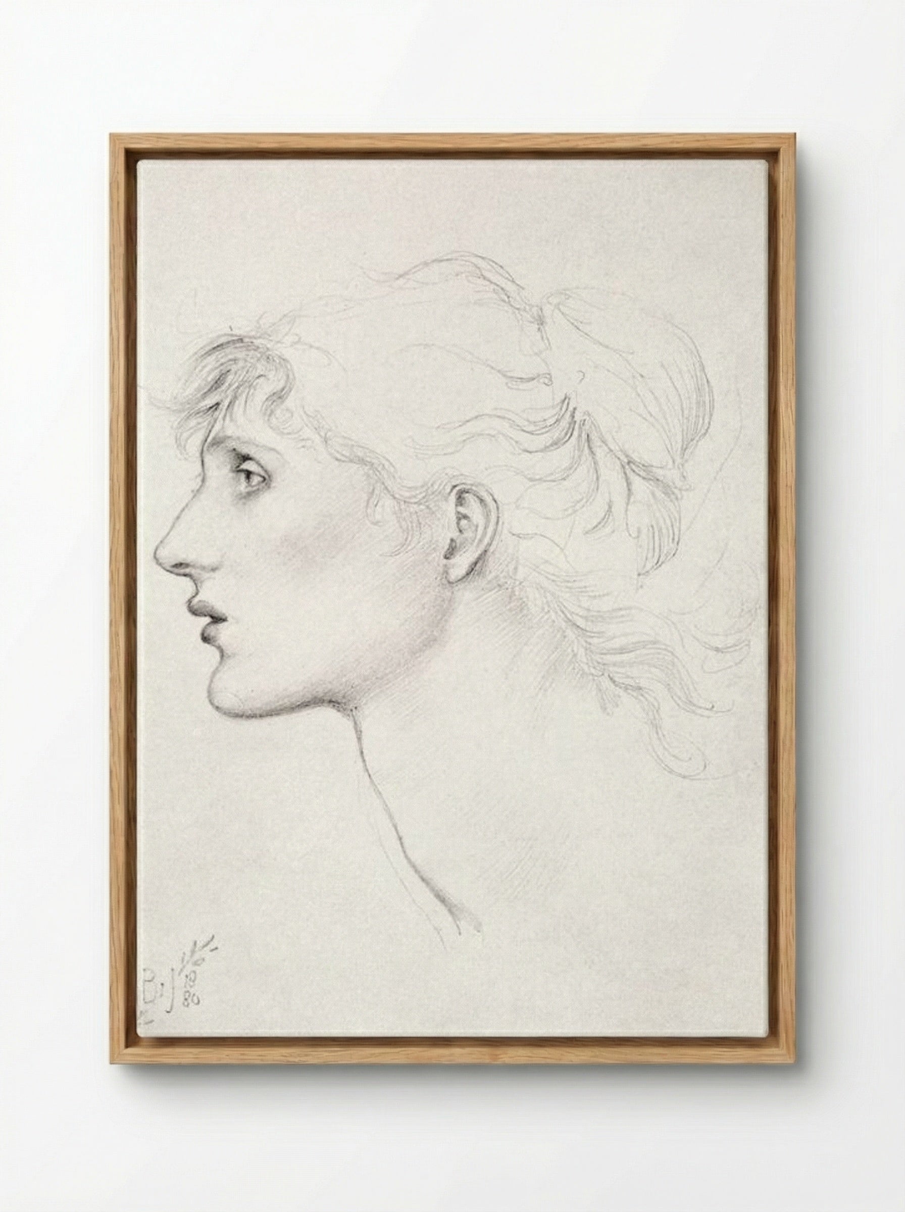 Study of Margaret Drummond for 'The Car of Love' - Edward Burne-Jones - Framed Canvas Wood