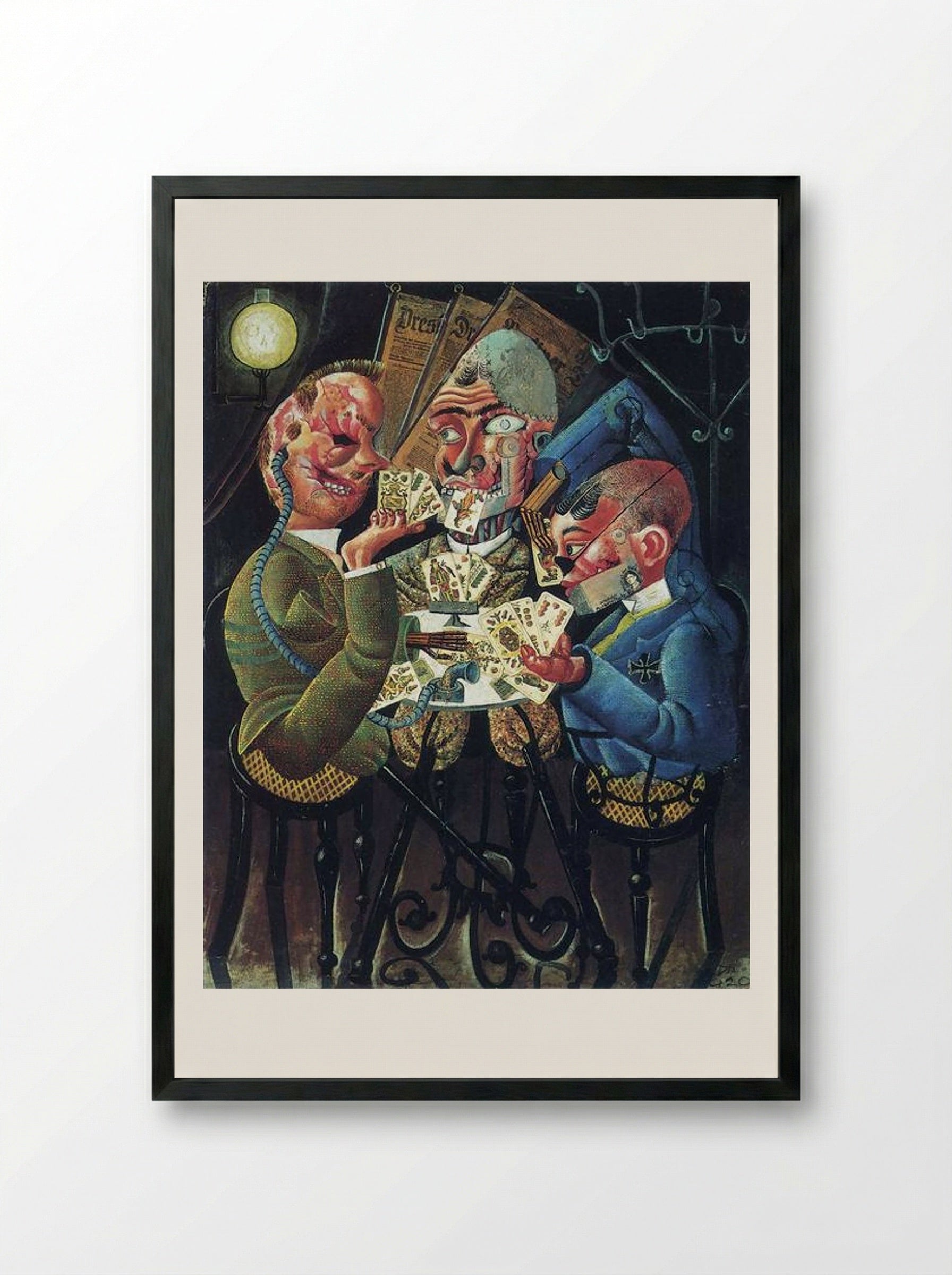 The Skat Players - Otto Dix - Framed Print Black