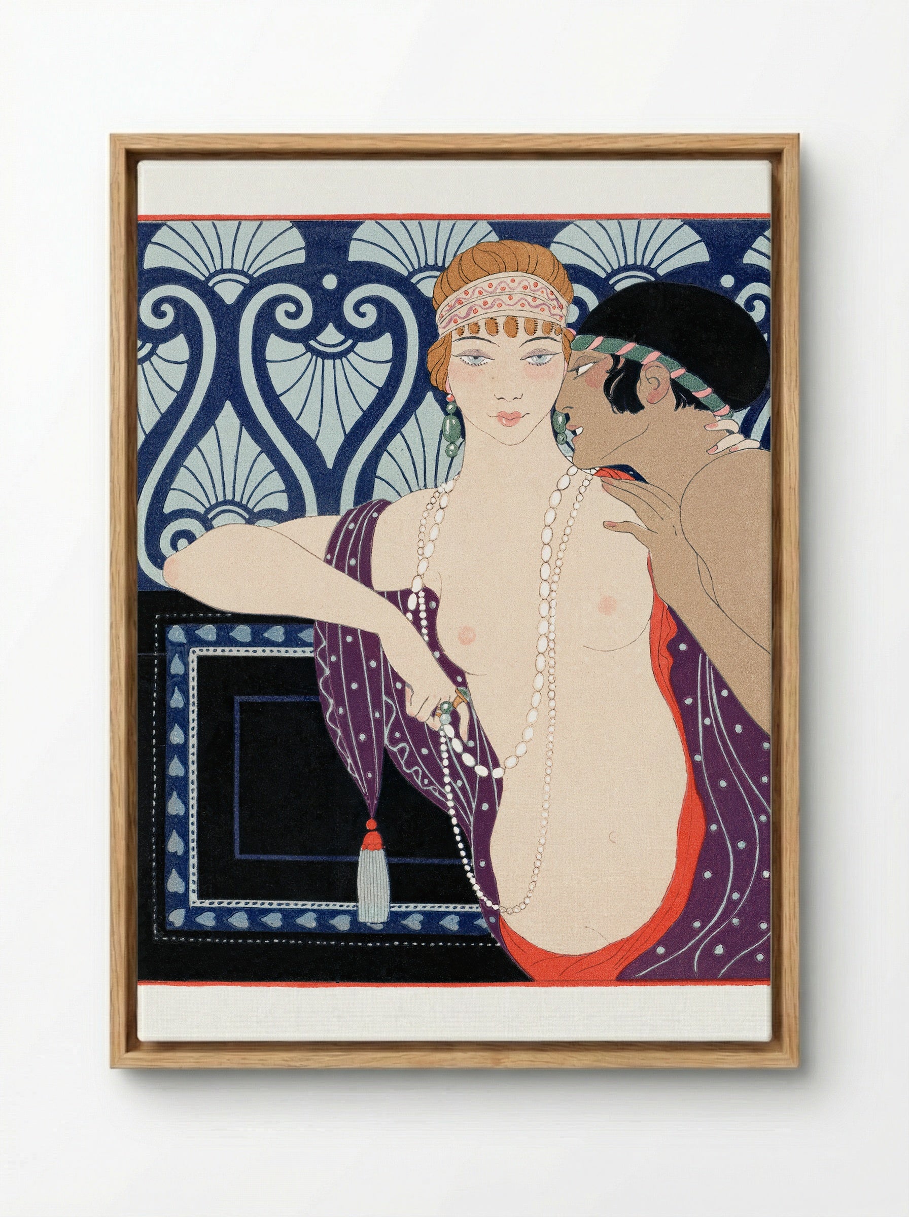 Les Trois Beautés de Mnasidika - George Barbier - Framed Canvas Wood