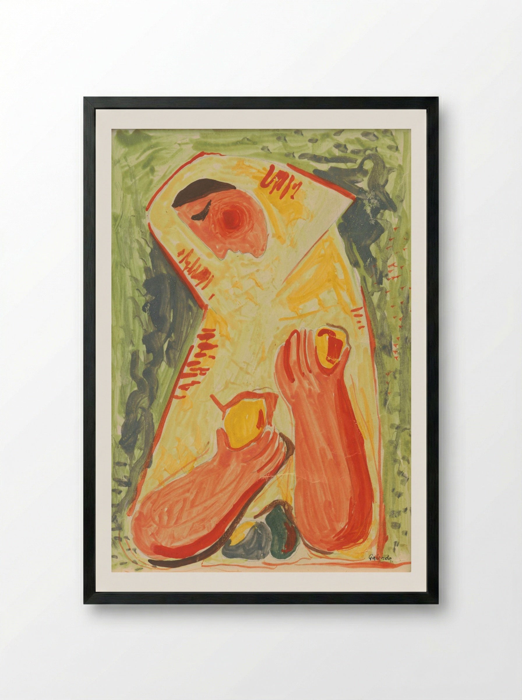 Woman with Fruit - Mikuláš Galanda - Framed Print Black