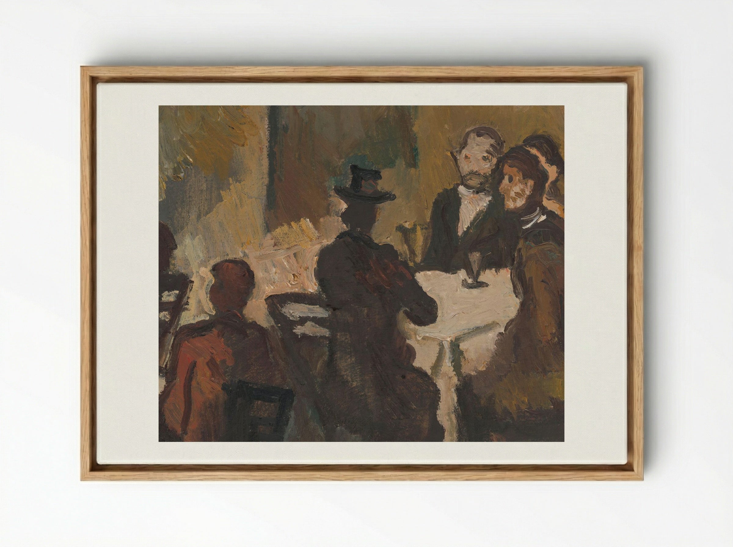 Company in a Coffee Shop - Cyprián Majerník - Framed Canvas Wood