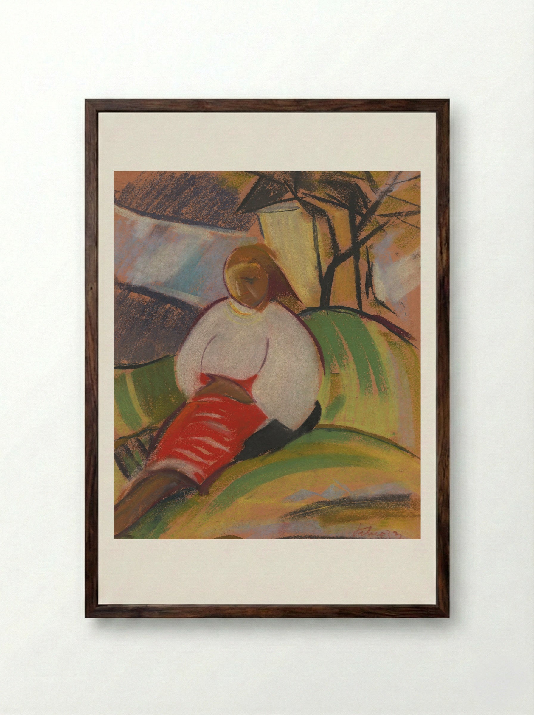 Girl in a Red Skirt - Zolo Palugyay - Framed Print Dark Wood