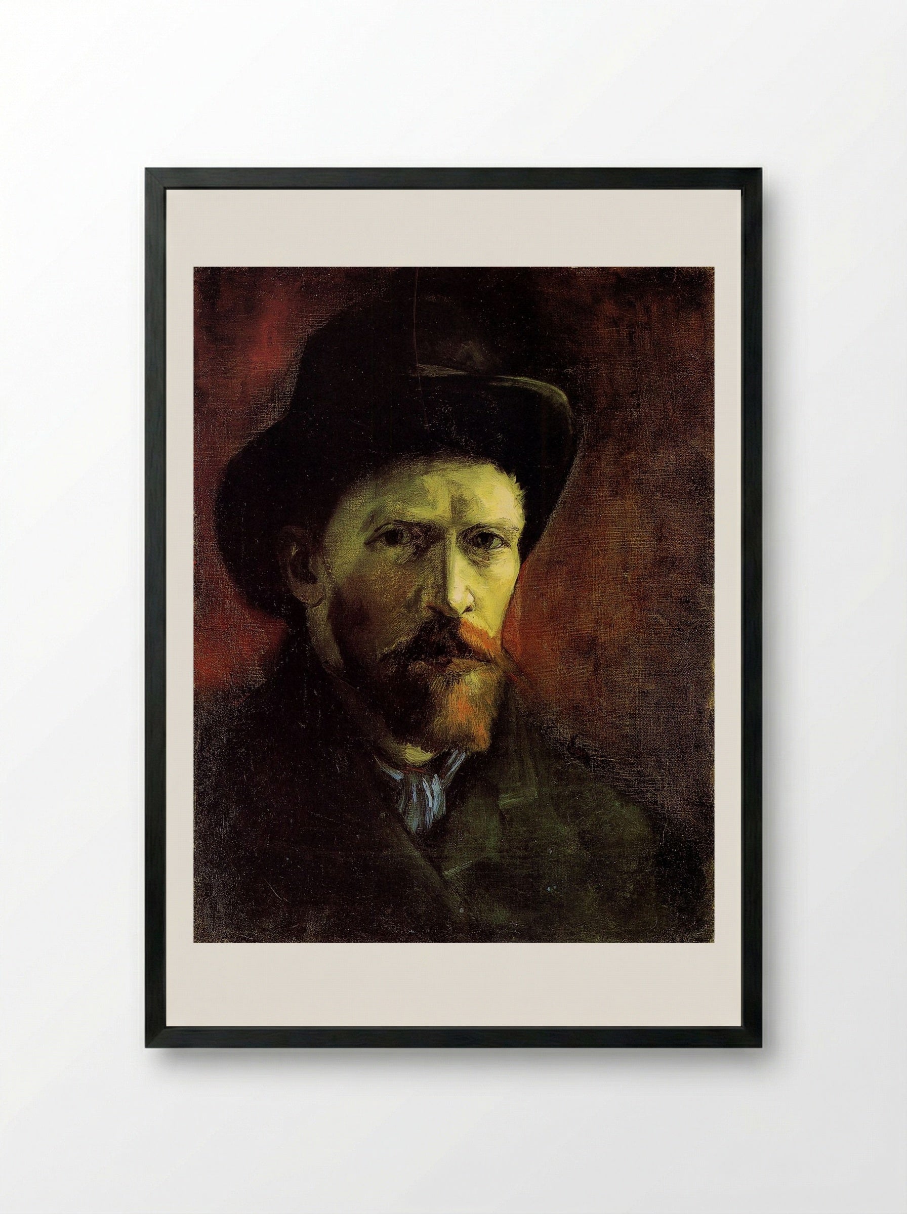 Self-Portrait with Dark Felt Hat - Vincent van Gogh - Framed Print Black