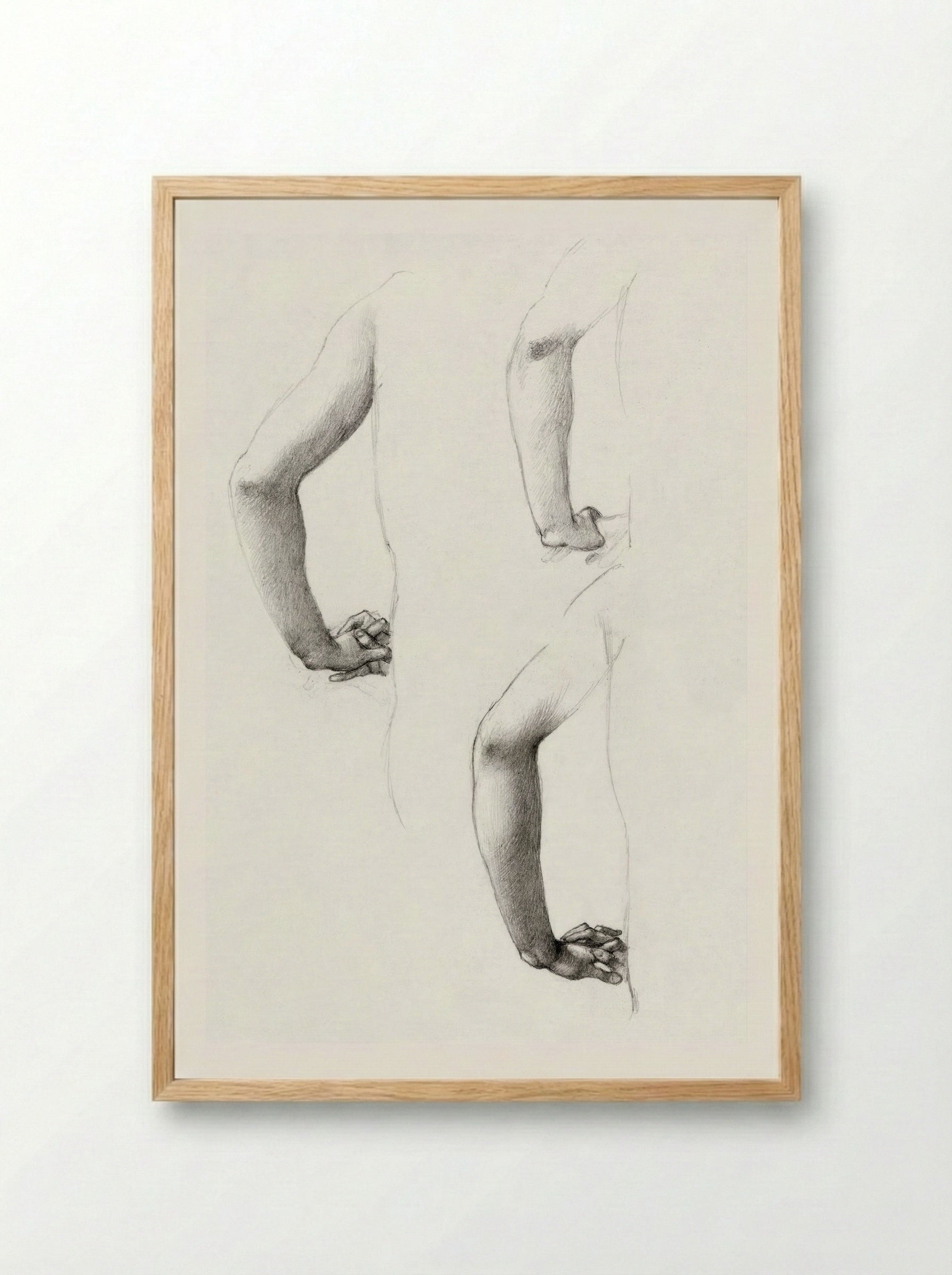 Studies of an Arm and Hands - Edward Burne-Jones - Framed Print Wood