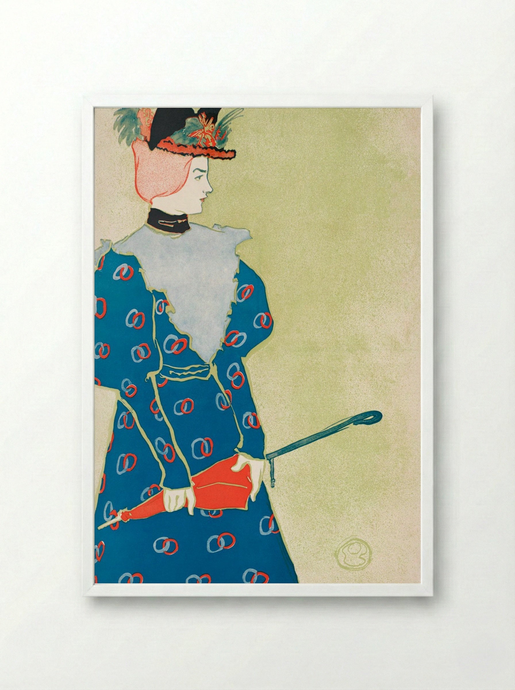 Woman Holding Umbrella - Edward Penfield - Framed Print White