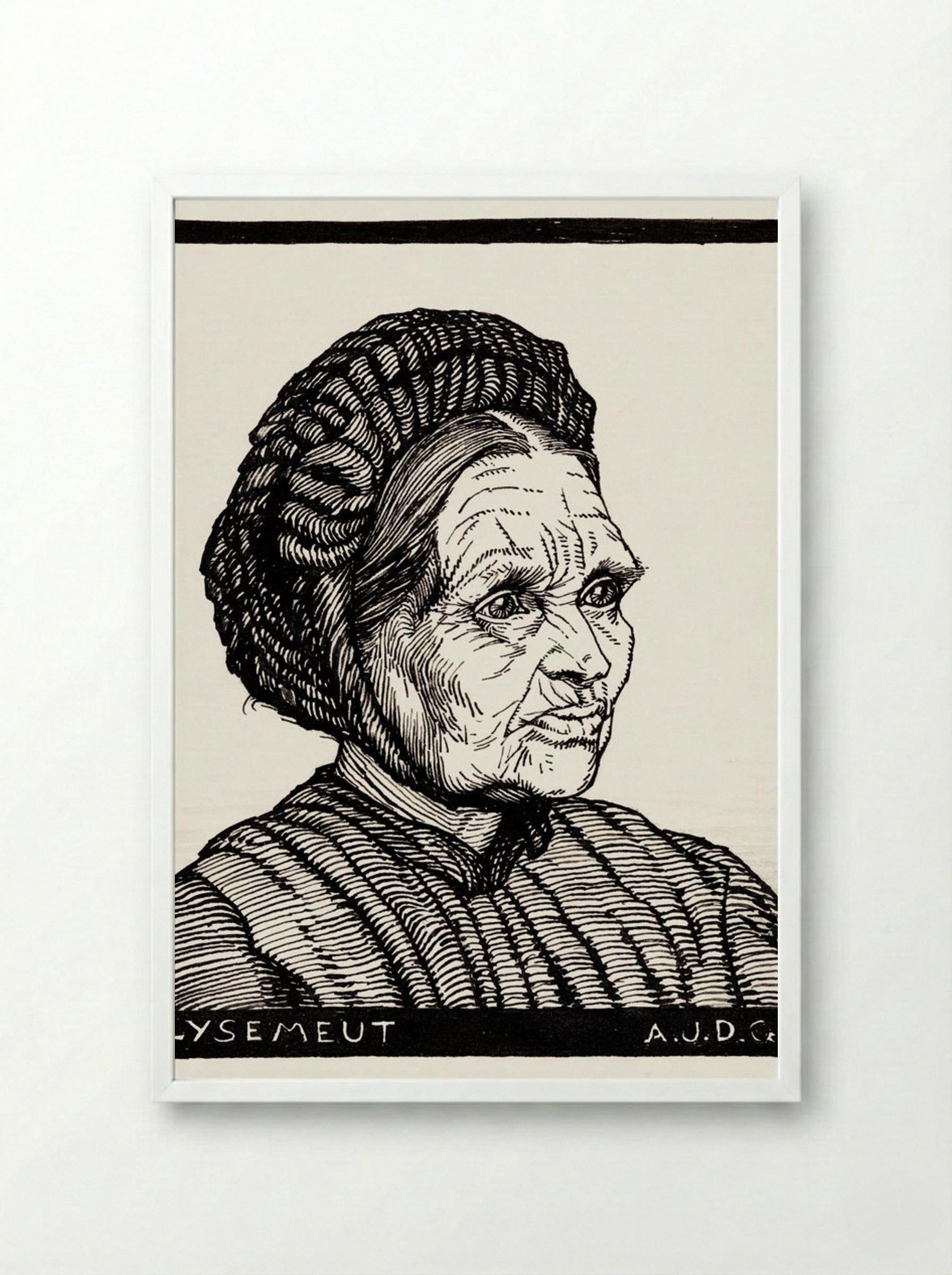 Portrait of Lysemeut, Laren Farmer's Wife - Julie de Graag - Framed Print White