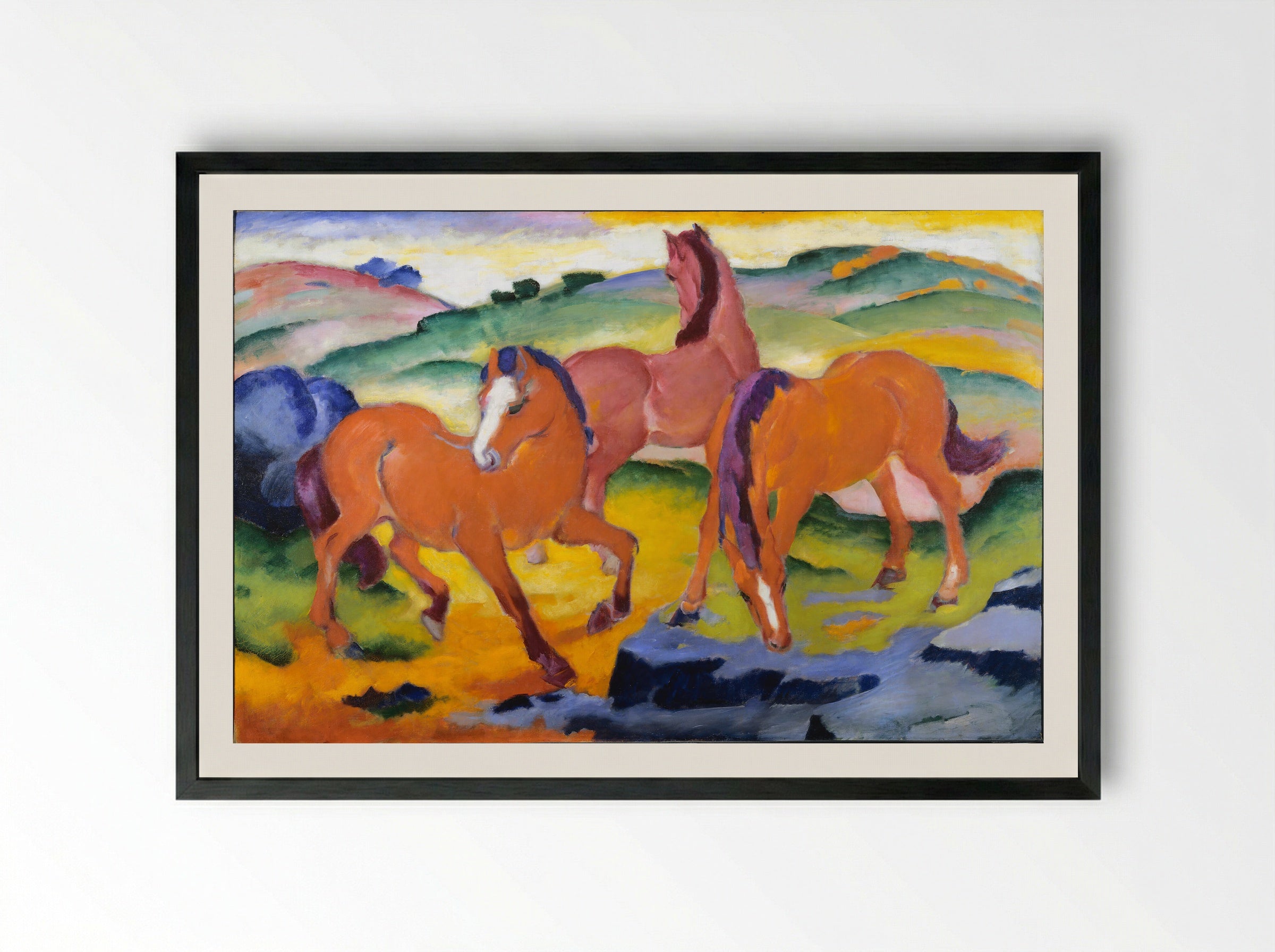 Grazing Horses IV - Franz Marc - Framed Print Black
