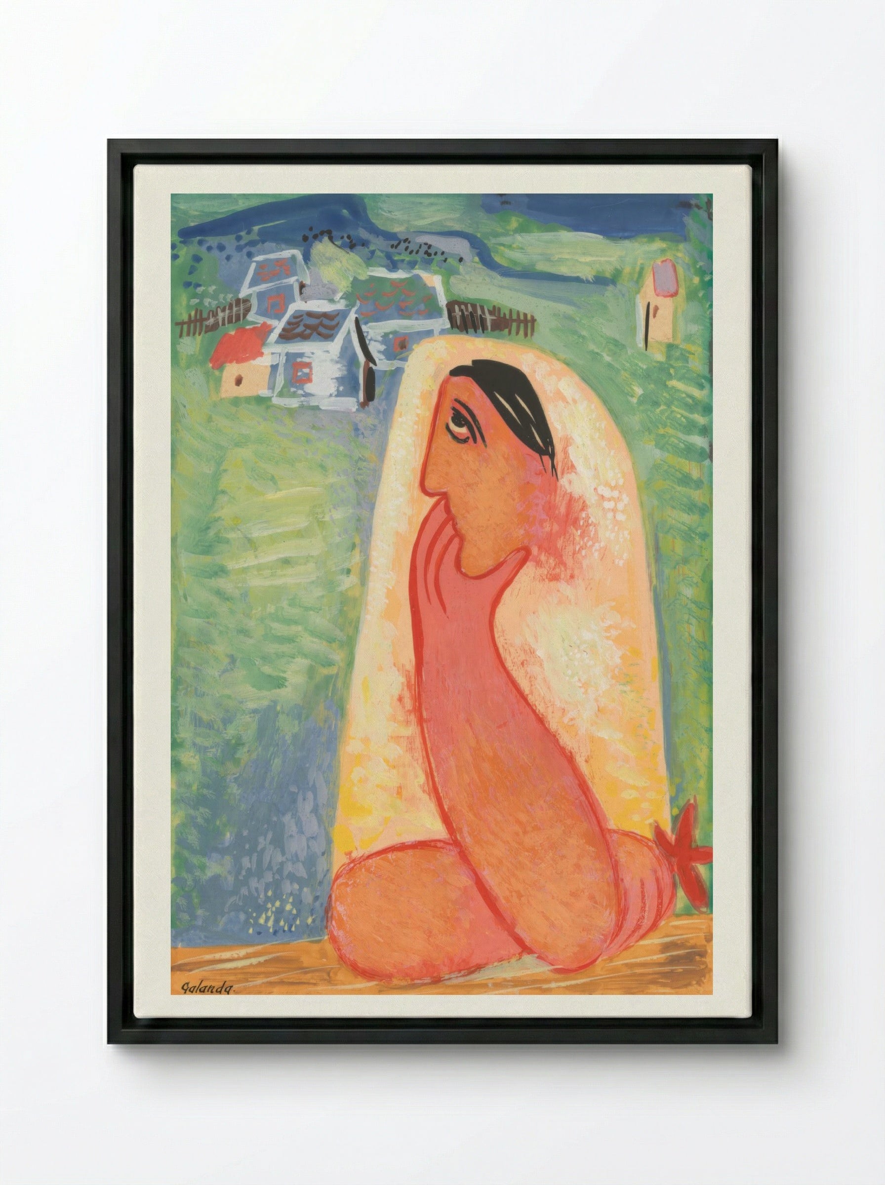 Villager - Mikuláš Galanda - Framed Canvas Black