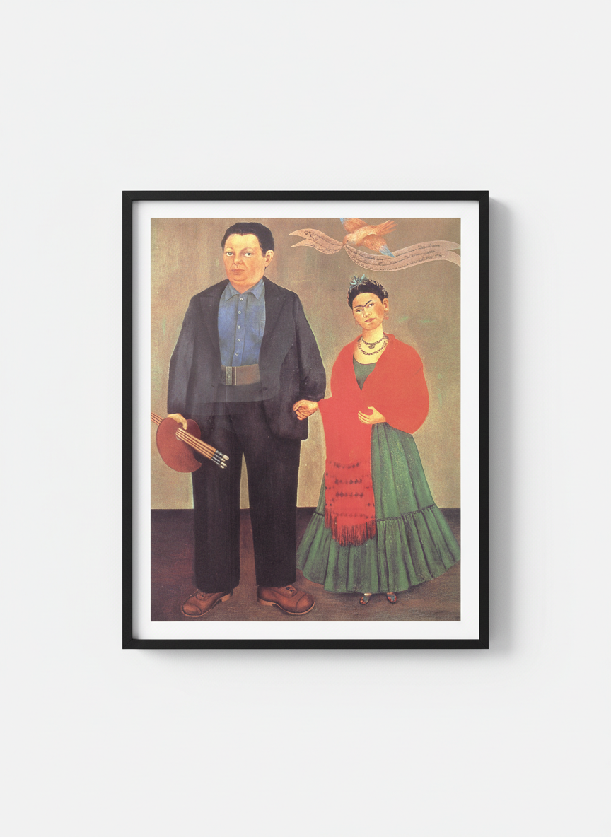Frida and Diego Rivera - Frida Kahlo - Framed Print Black
