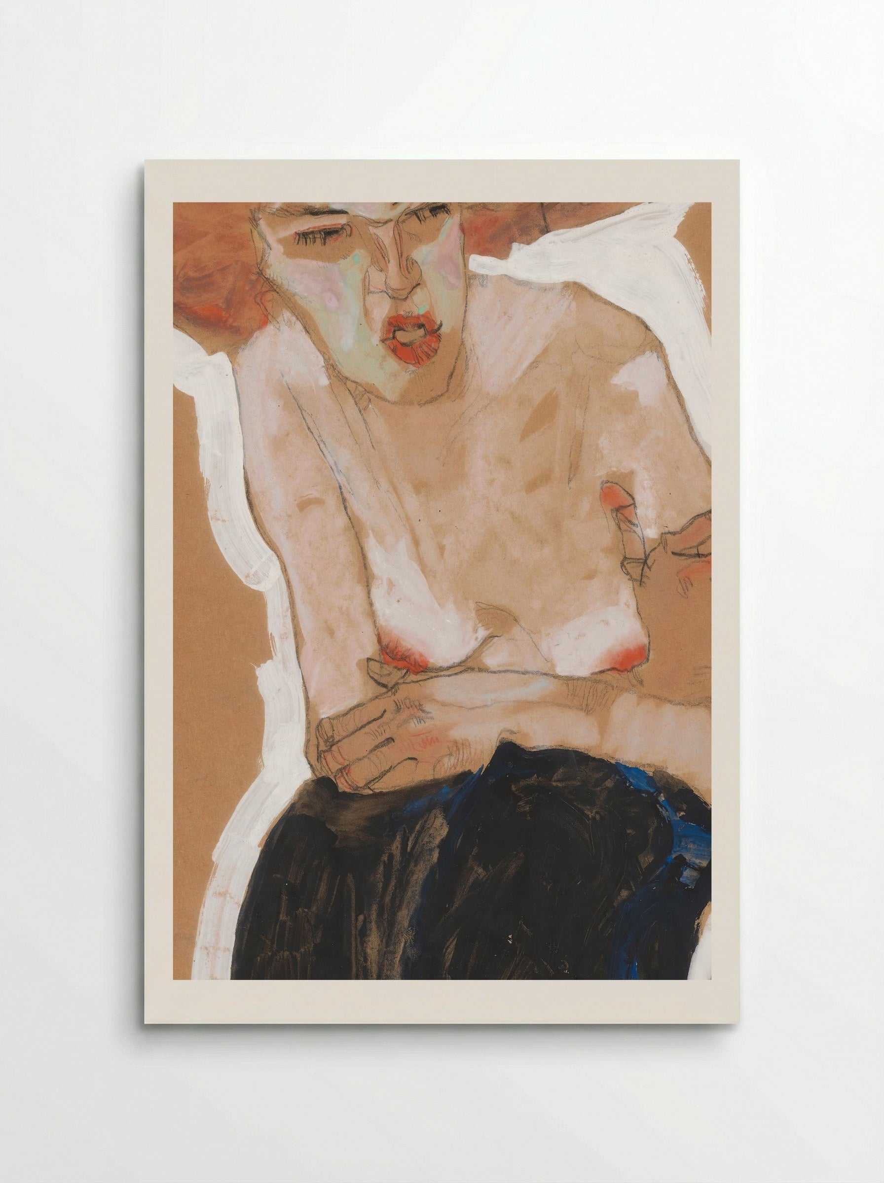 Die Häusliche (Seated Woman with Hat) - Egon Schiele - Poster