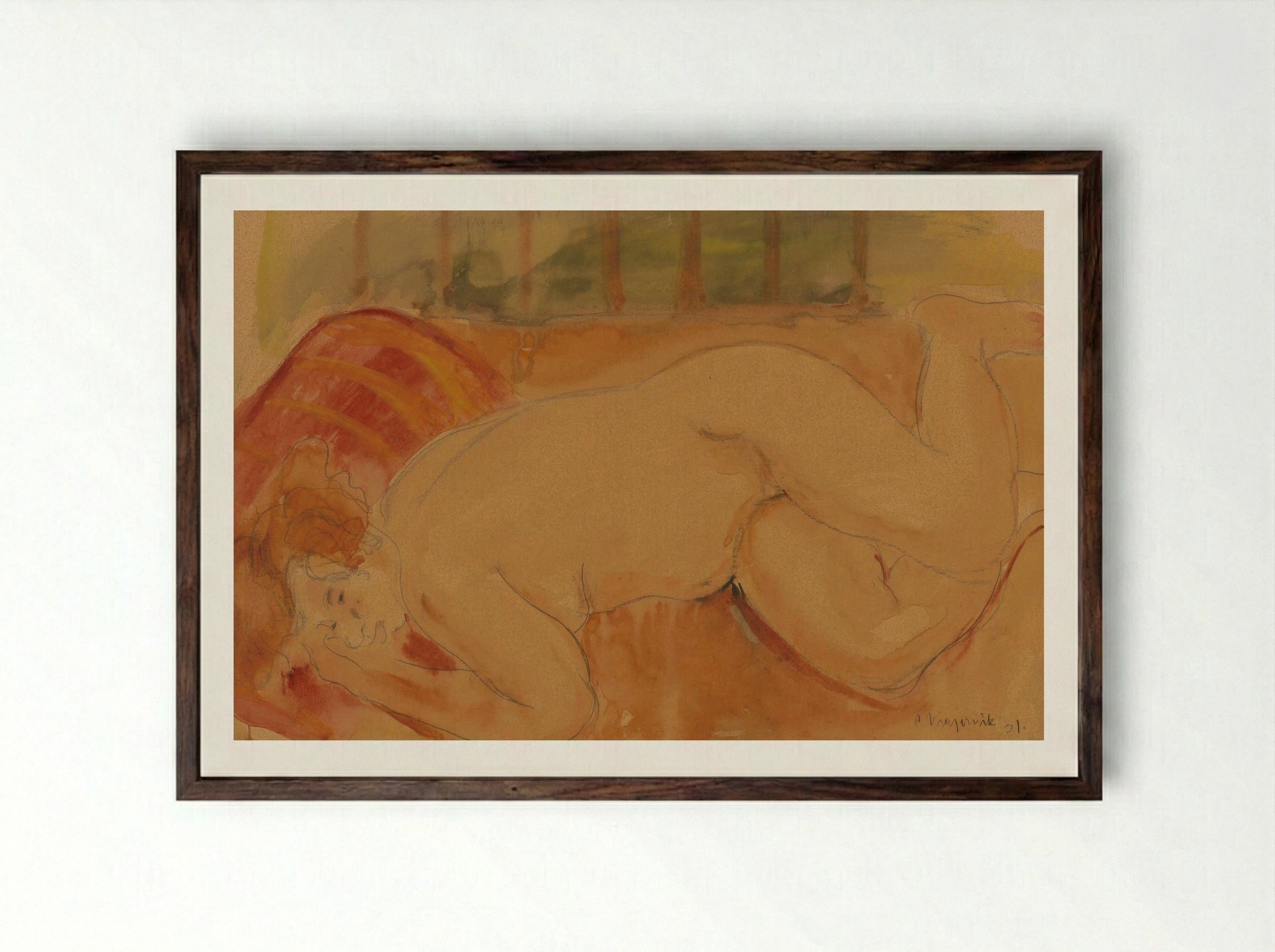 Reclining Nude - Cyprián Majerník - Framed Print Dark Wood