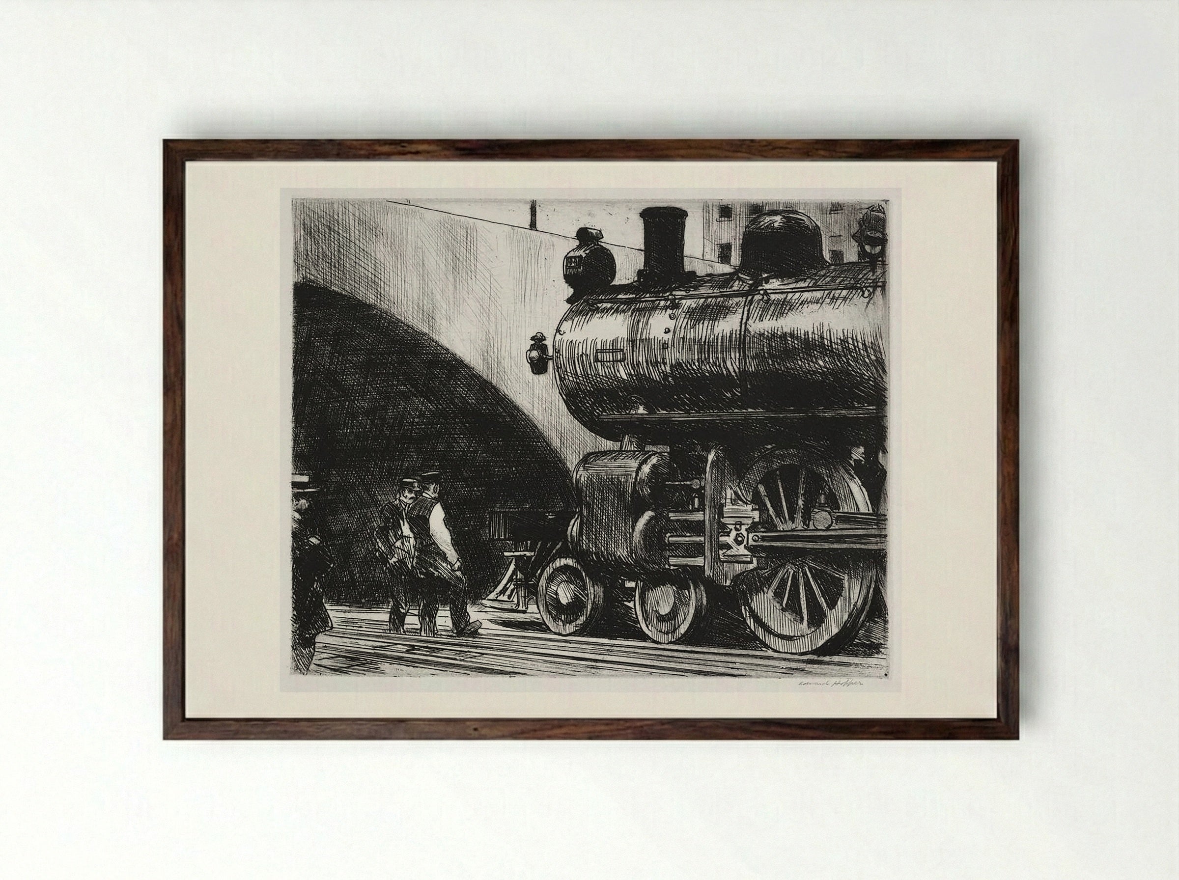 The Locomotive - Edward Hopper - Framed Print Dark Wood