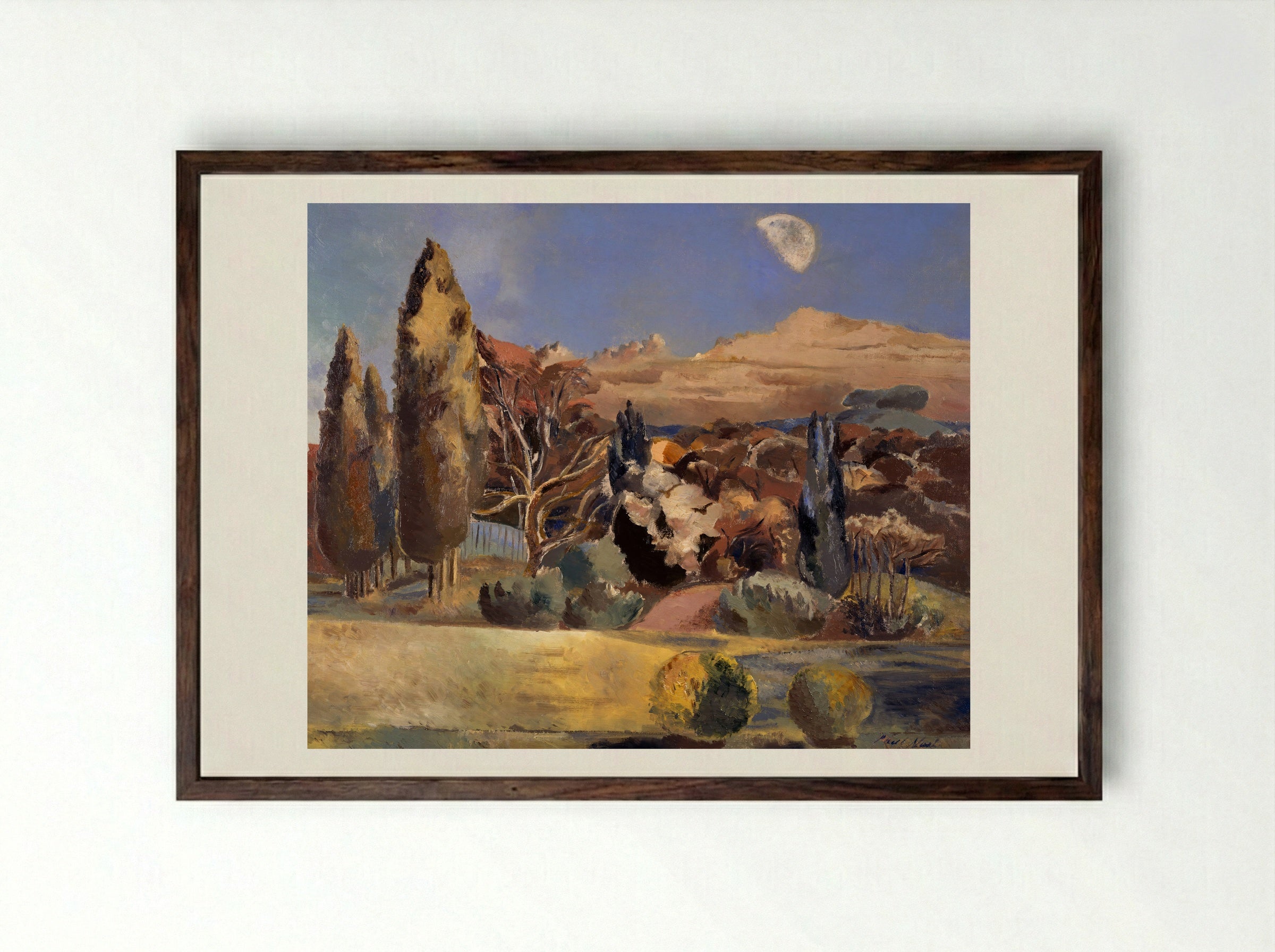 Landscape of the Moon's First Quarter - Paul Nash - Framed Print Dark Wood