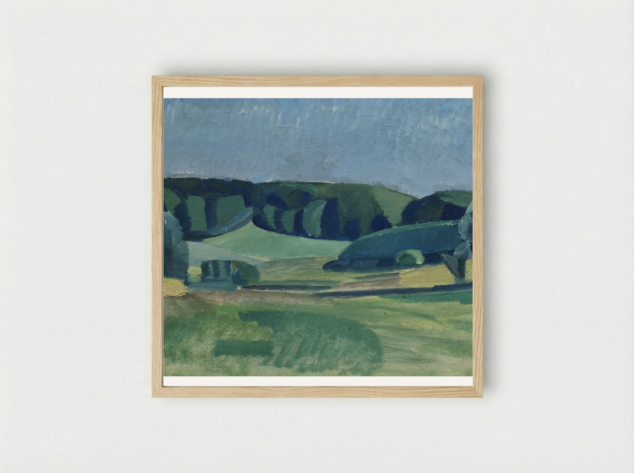 Landscape with Green Fields - Harald Giersing - Framed Print Wood