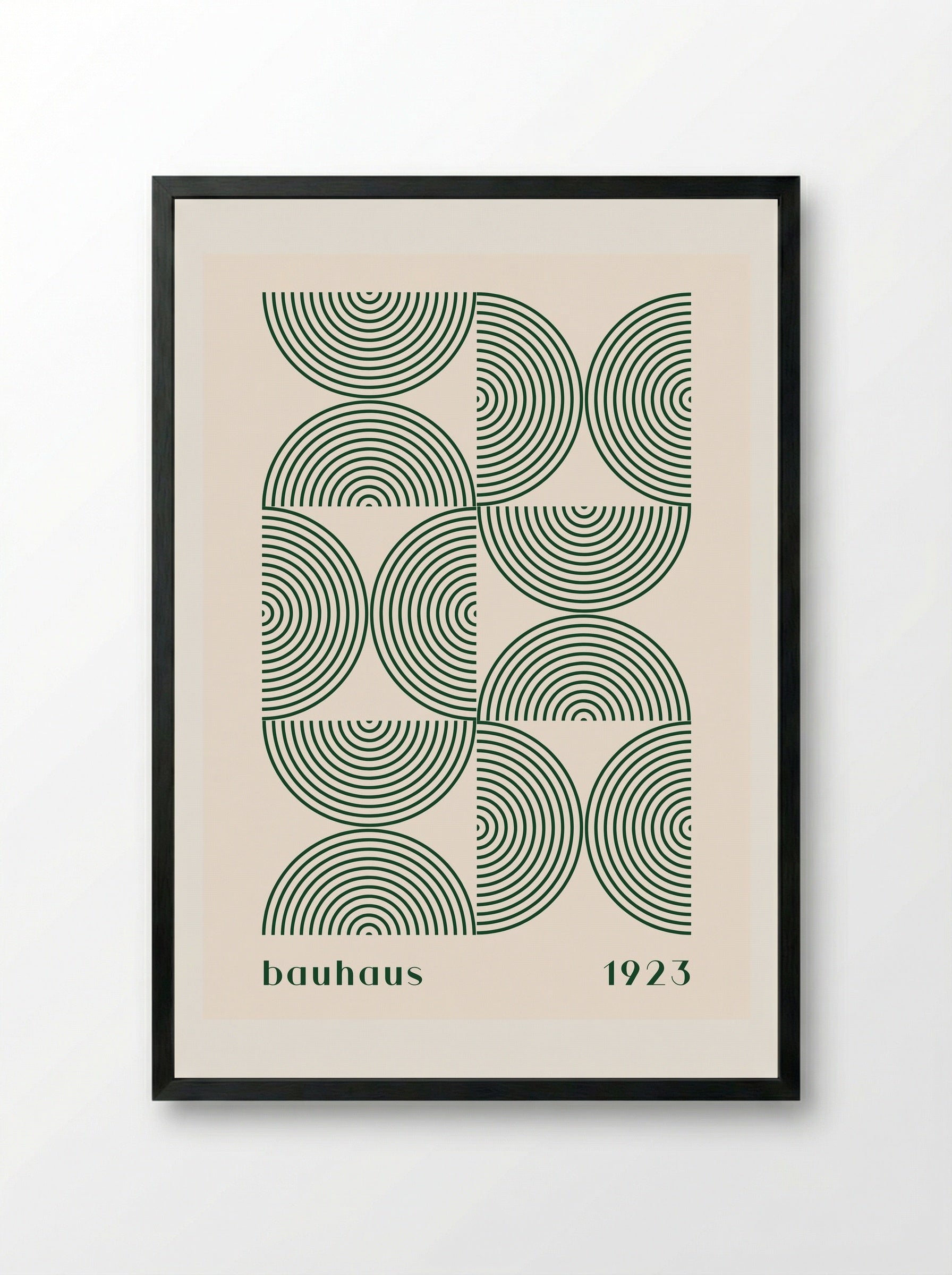 Bauhaus Halves & Lines – Green and Cream (1923) - Framed Print Black
