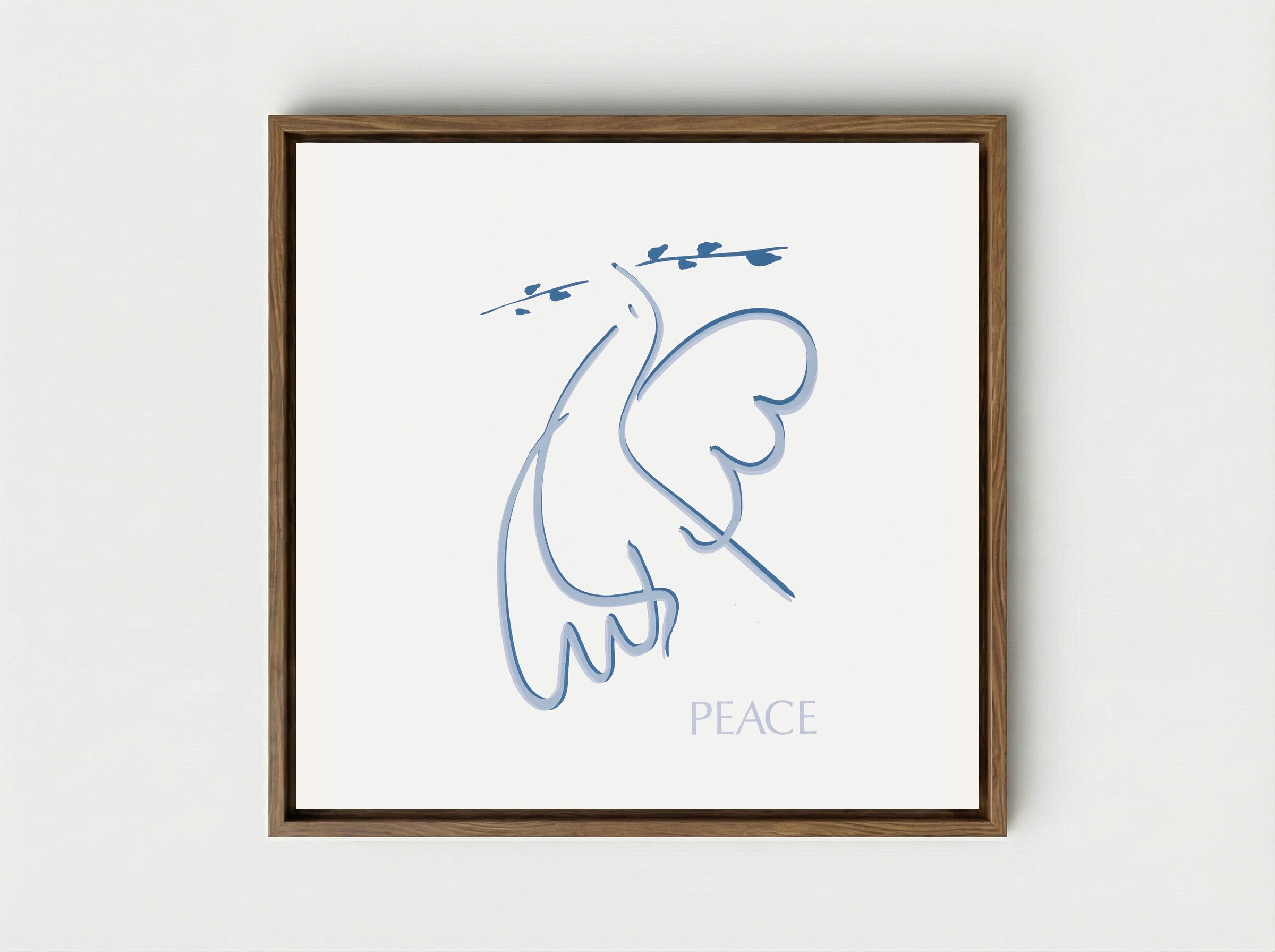 Peace (Dove with Olive Branch) - Fine Art Print - Framed Canvas Wood