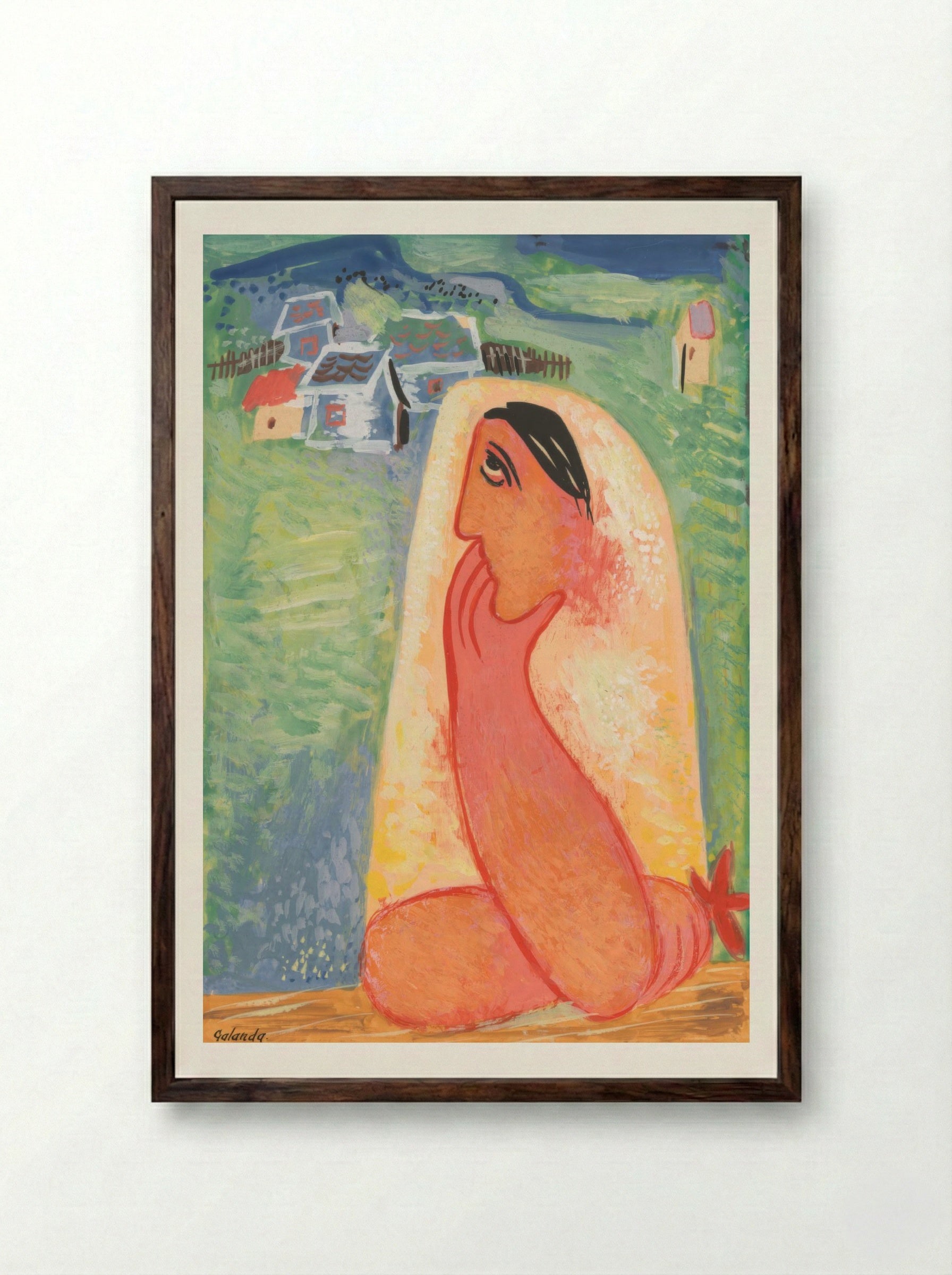Villager - Mikuláš Galanda - Framed Print Dark Wood