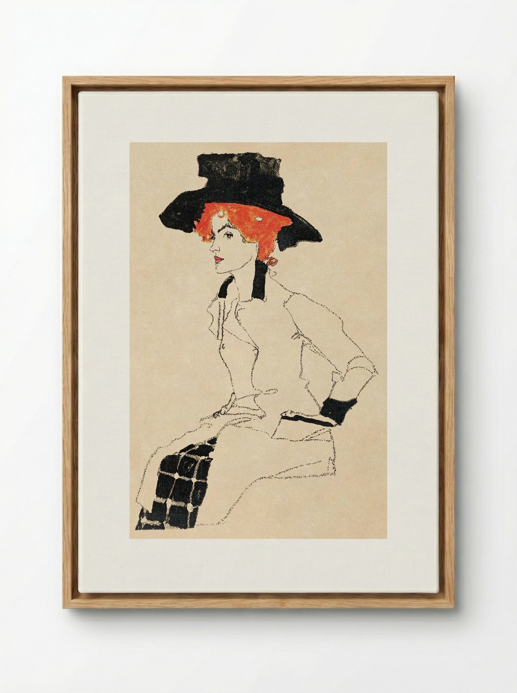 Portrait of a Woman - Egon Schiele - Framed Canvas Wood