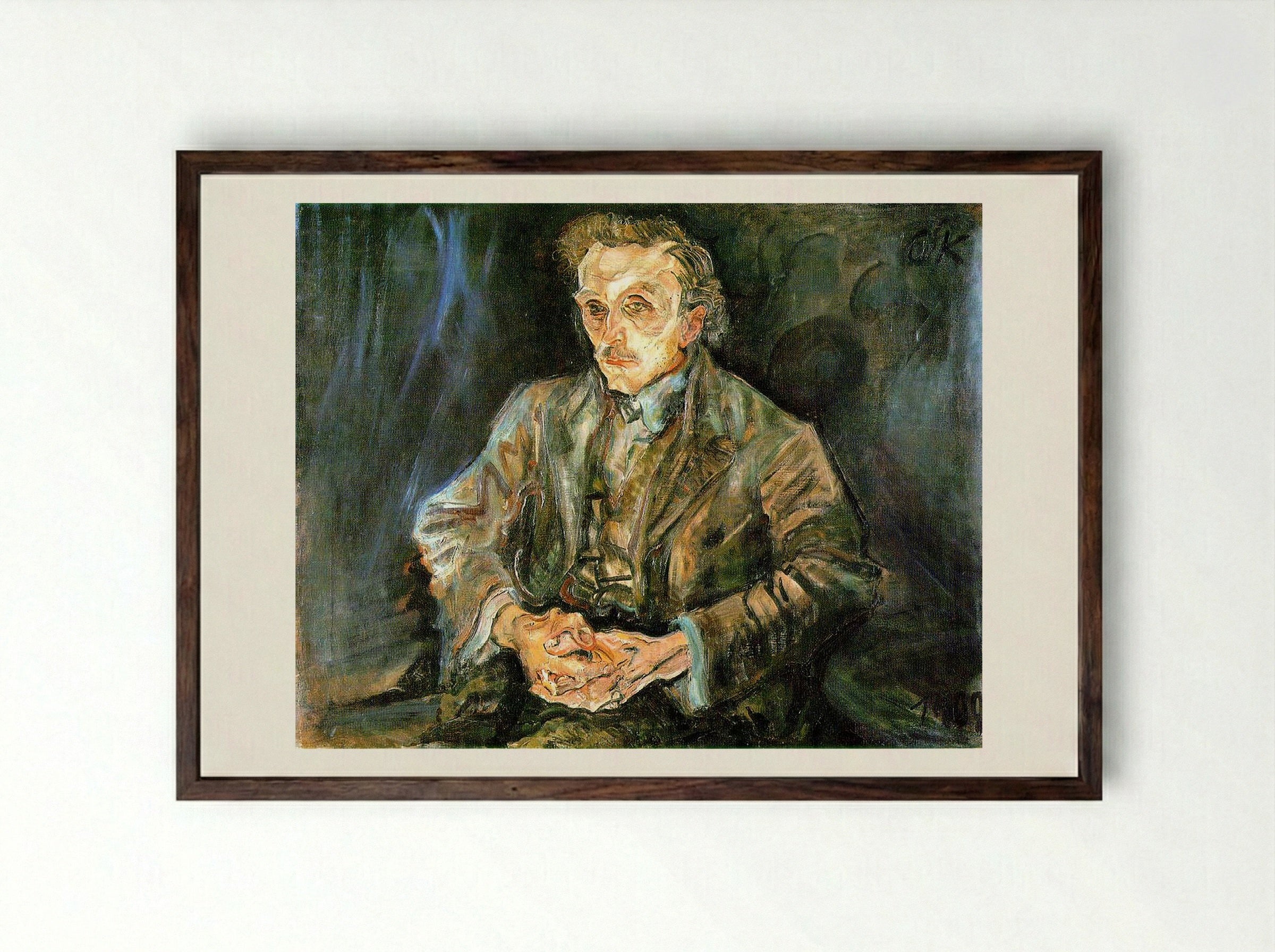 Portrait of Adolf Loos - Oskar Kokoschka - Framed Print Dark Wood