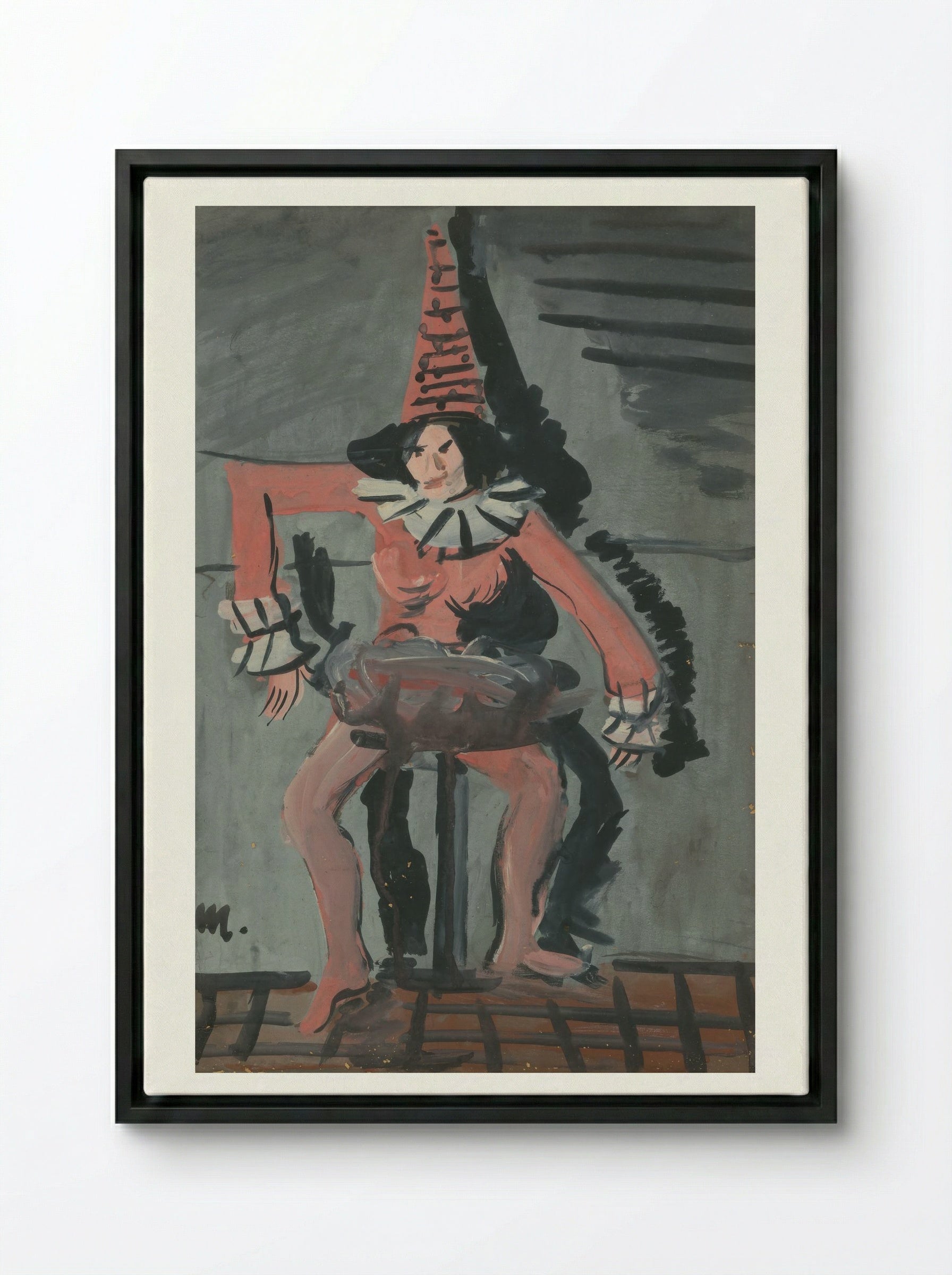 Pierrot - Cyprián Majerník - Framed Canvas Black