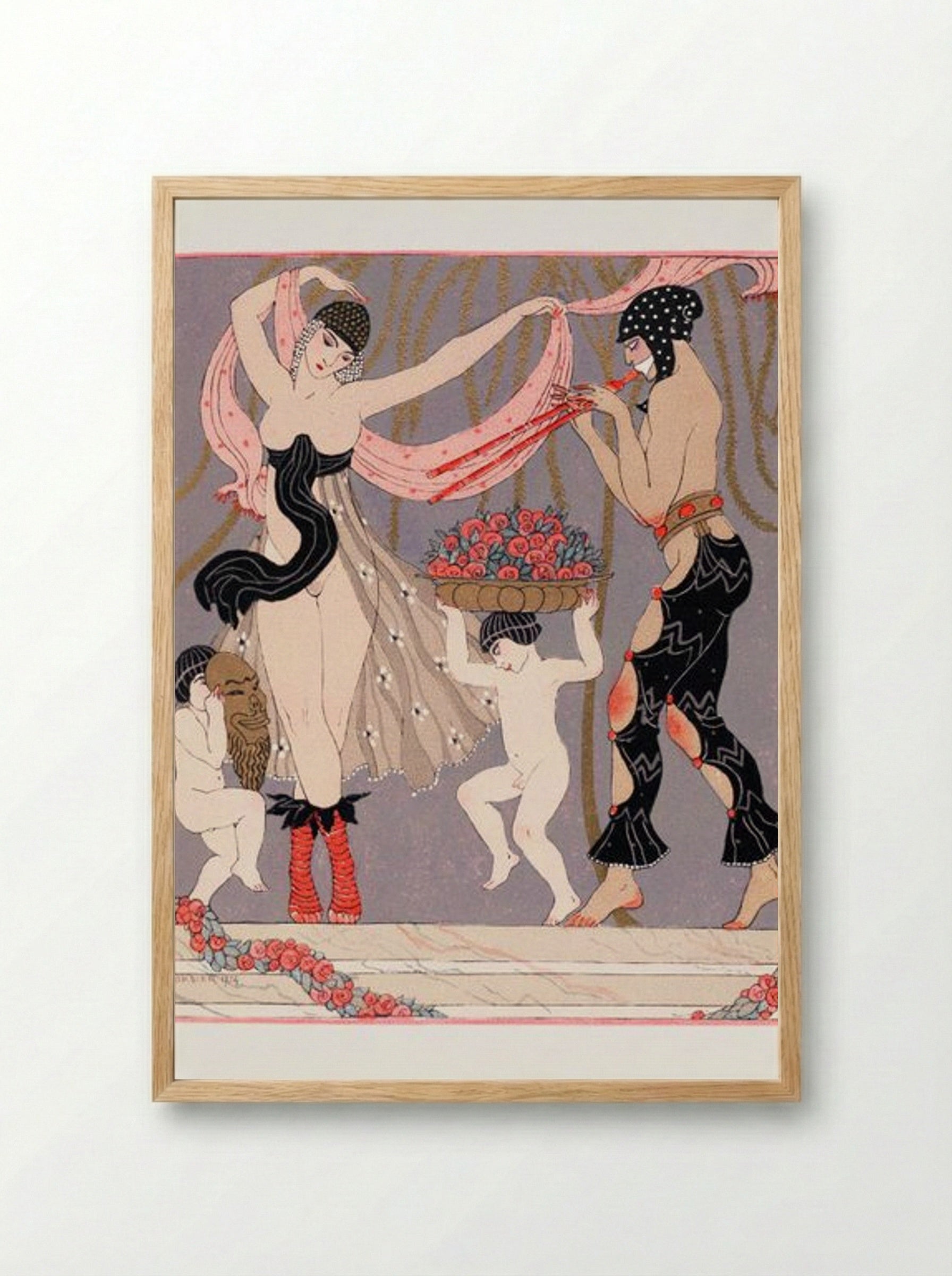 The Dance of the Flowers - George Barbier - Framed Print Wood