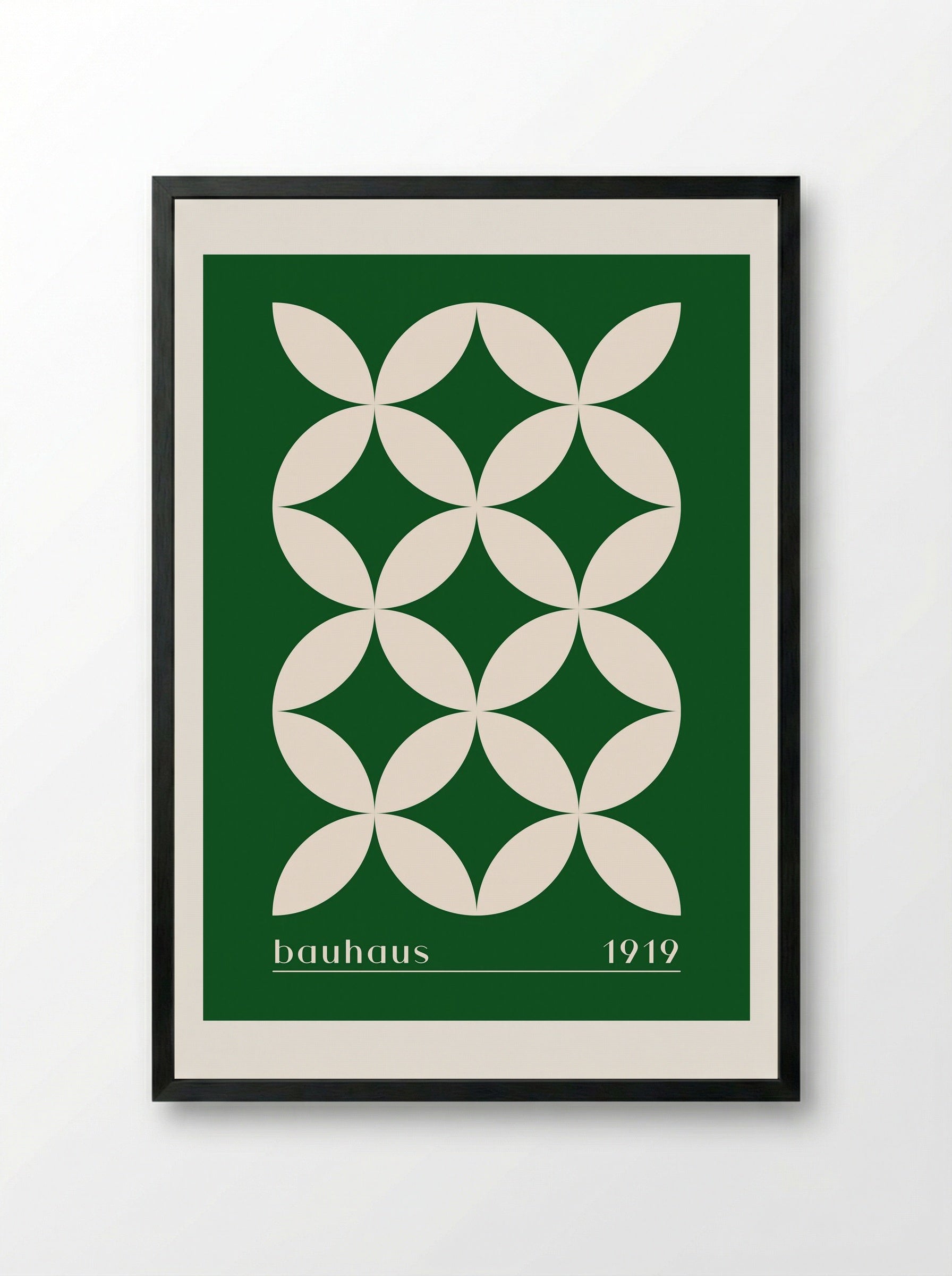 Bauhaus Petal Matrix in Green (1919) - Framed Print Black