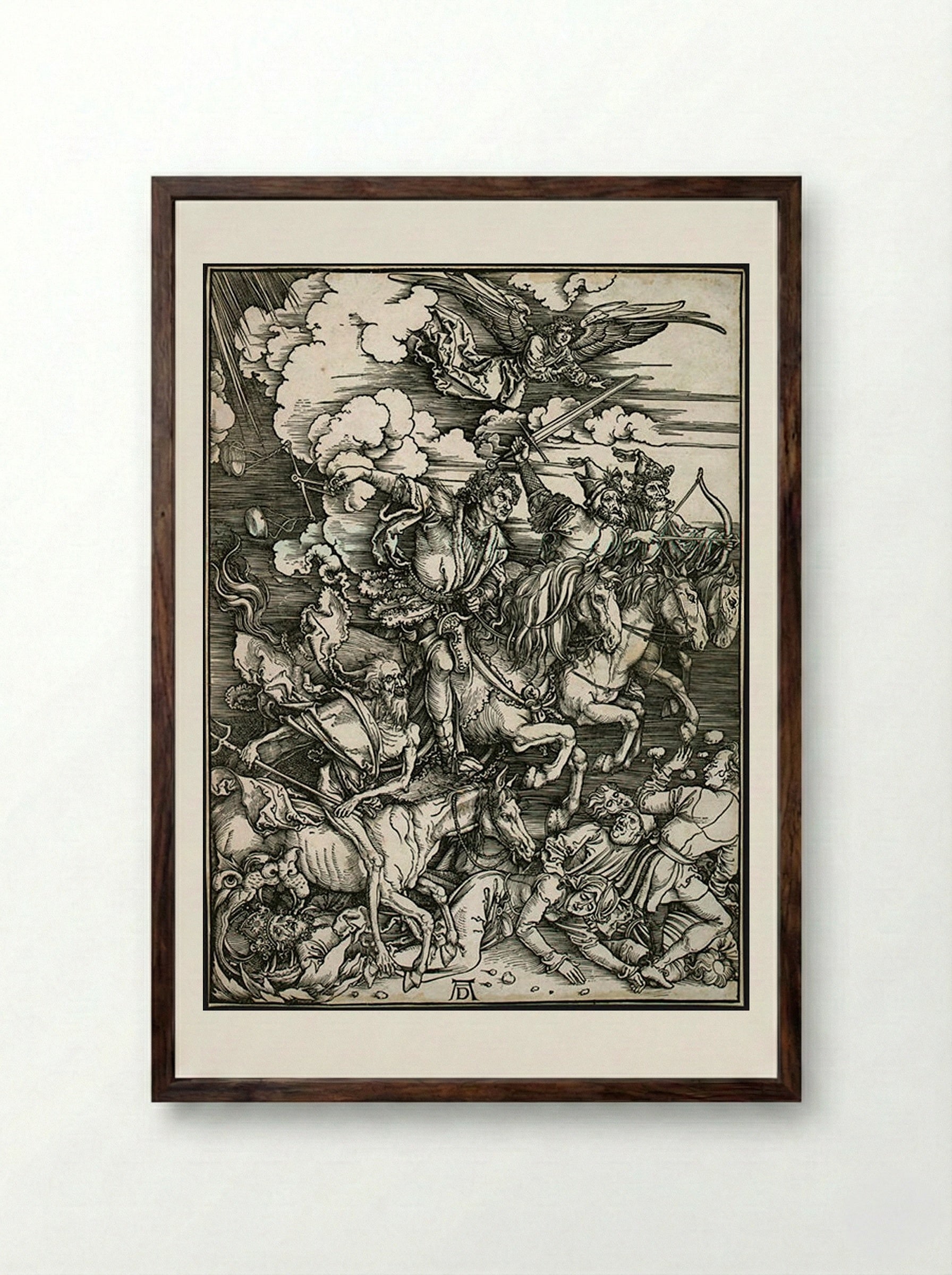 The Four Horsemen of the Apocalypse - Albrecht Dürer - Framed Print Dark Wood