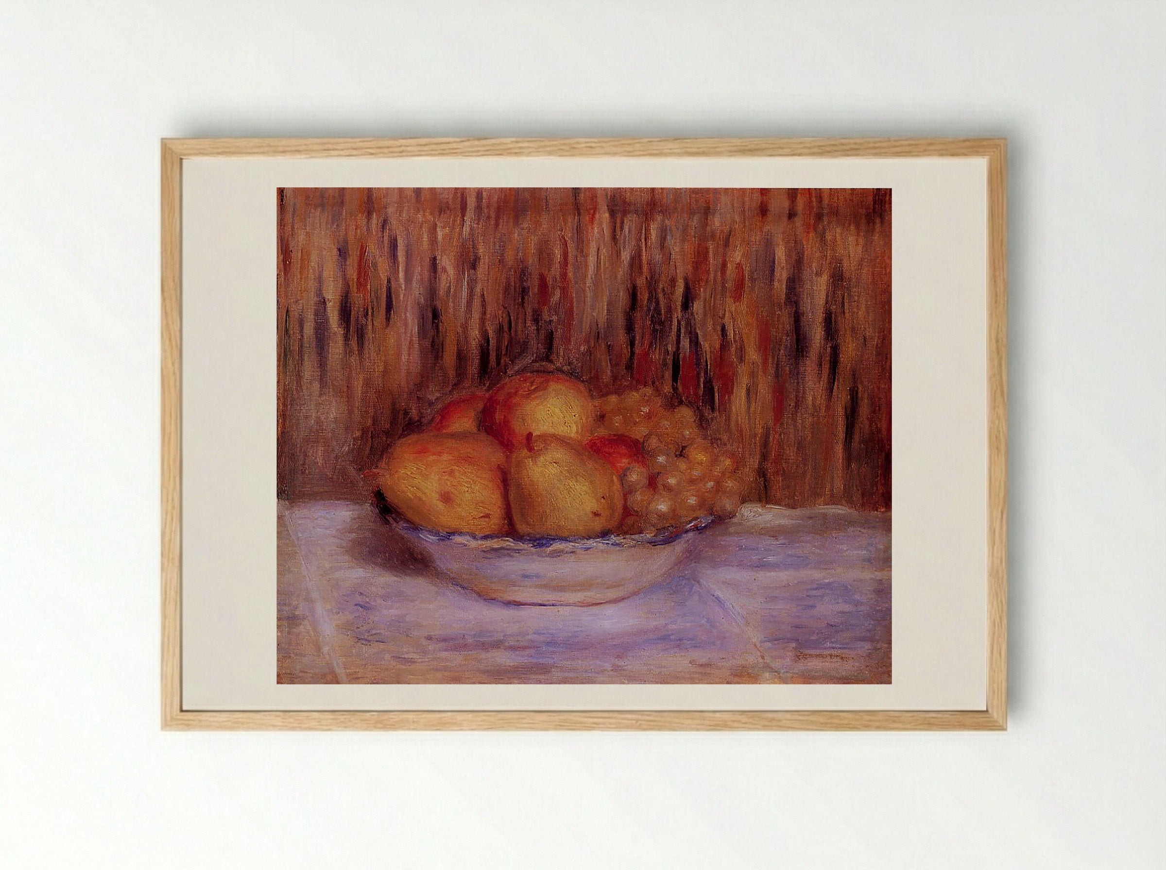 Still Life with Pears and Grapes - Pierre-Auguste Renoir - Framed Print Wood