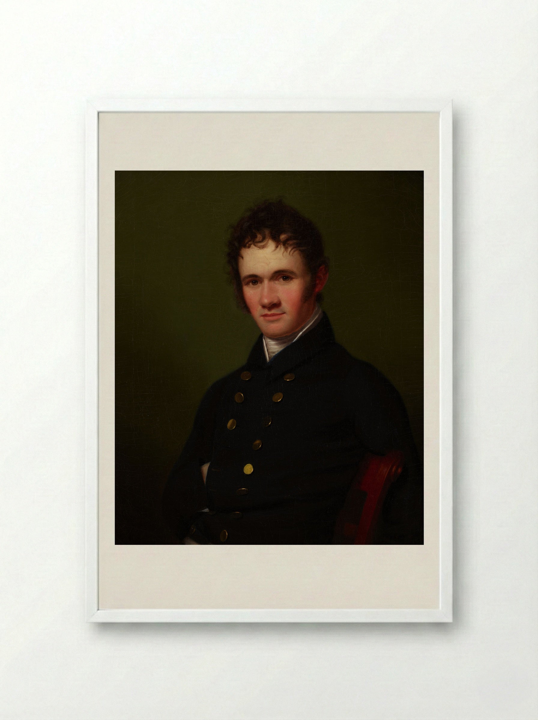 Portrait of a Man, Waist-Length, Seated - Fine Art Print - Framed Print White