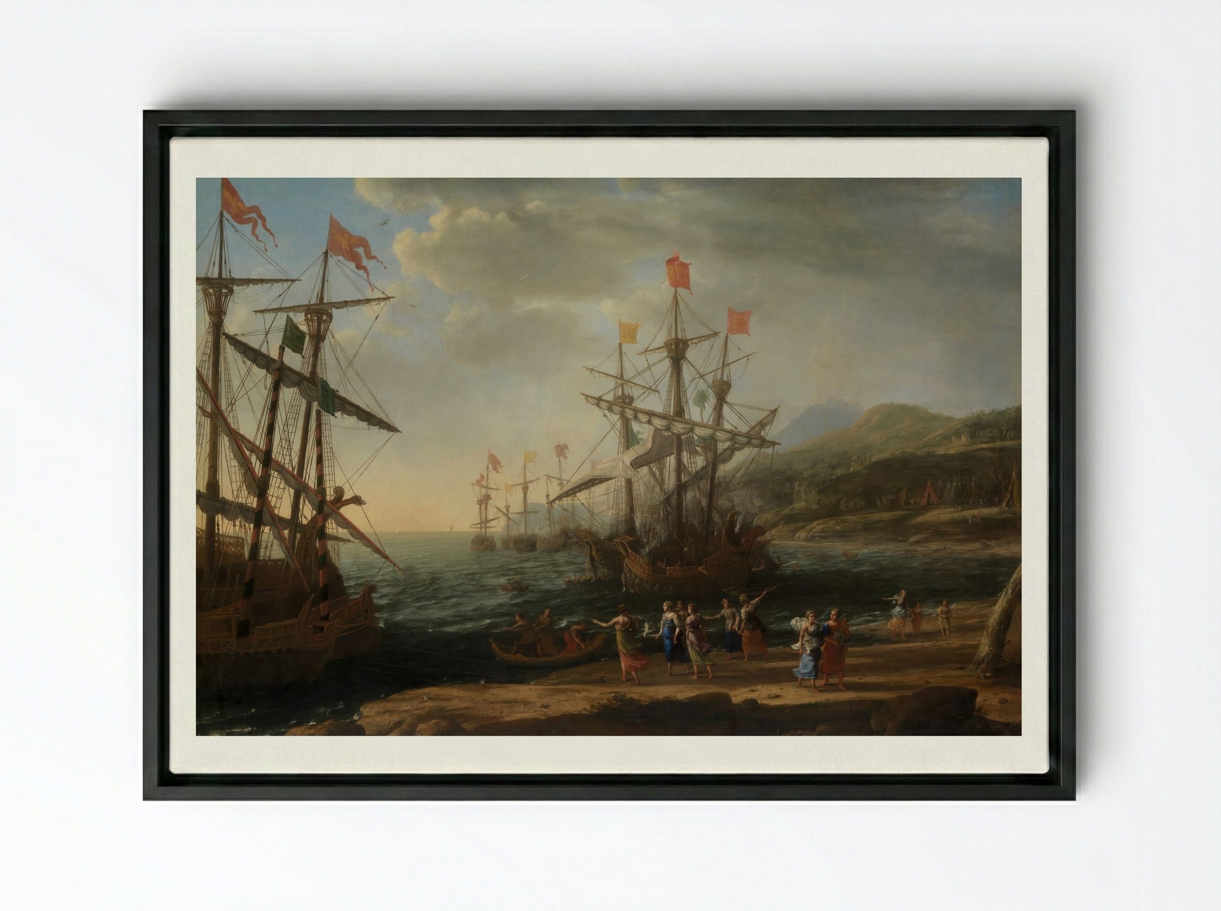 The Trojan Women Setting Fire to Their Fleet - Claude Lorrain - Framed Canvas Black