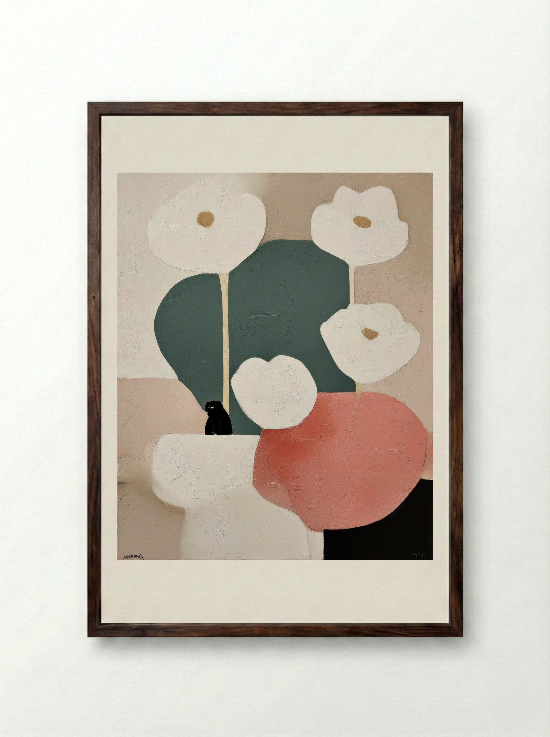 Whispered Garden Shapes - Framed Print Dark Wood