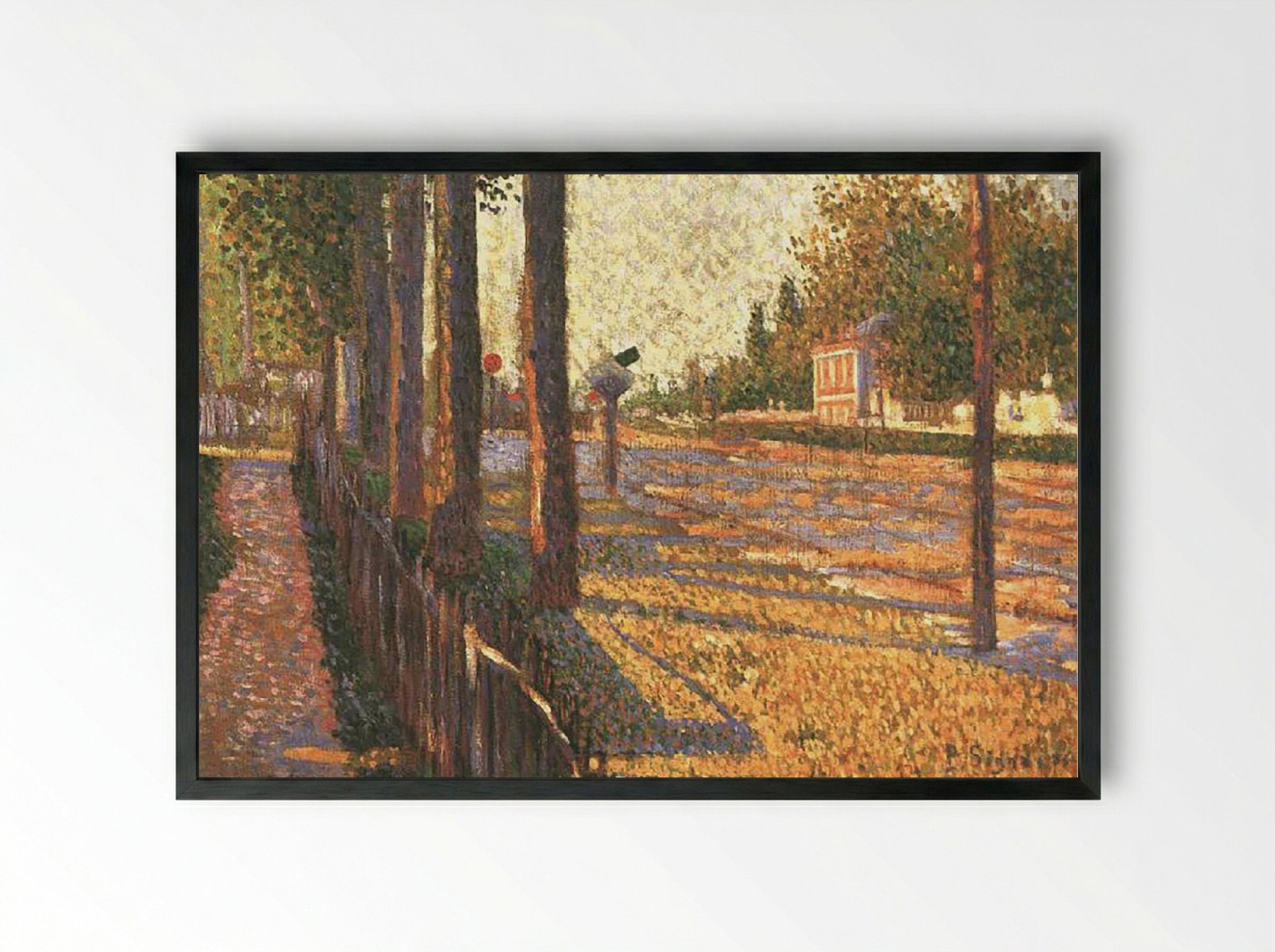 The Railway at Bois-Colombes - Paul Signac - Framed Print Black