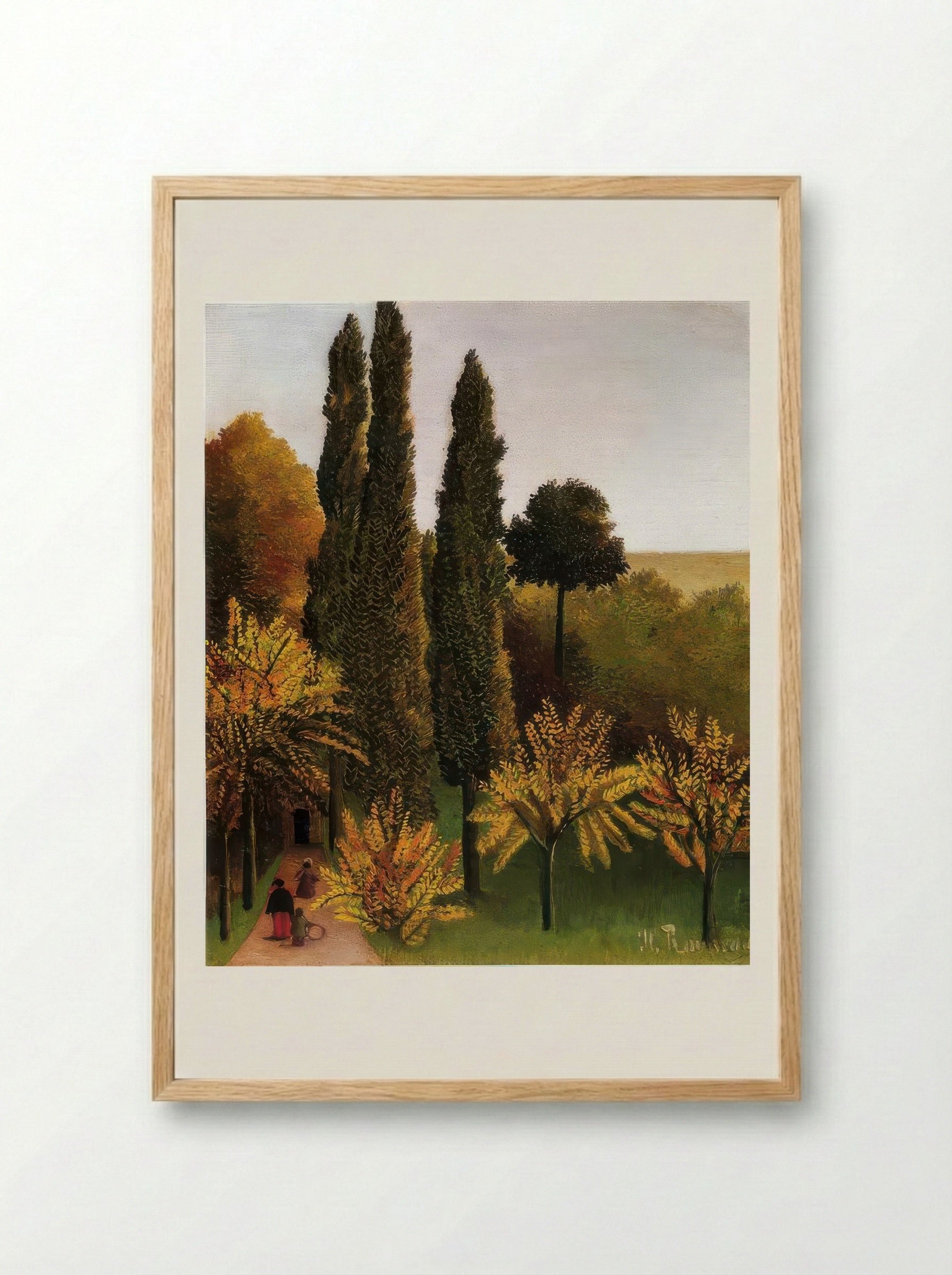 Walking in the Parc des Buttes Chaumont by Henri Rousseau – Naïve Art Paris Park Scene Print - Framed Print Wood