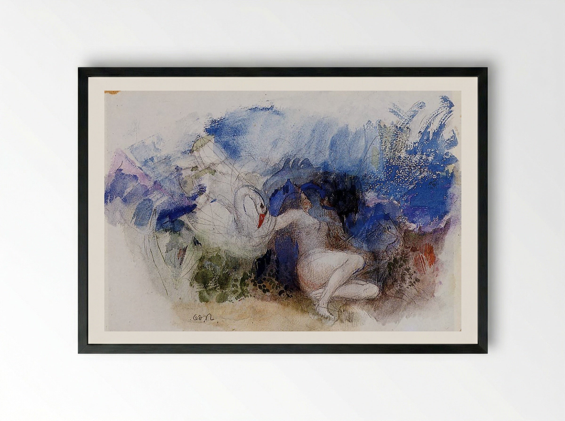 Leda and the Swan - Gustave Moreau - Framed Print Black